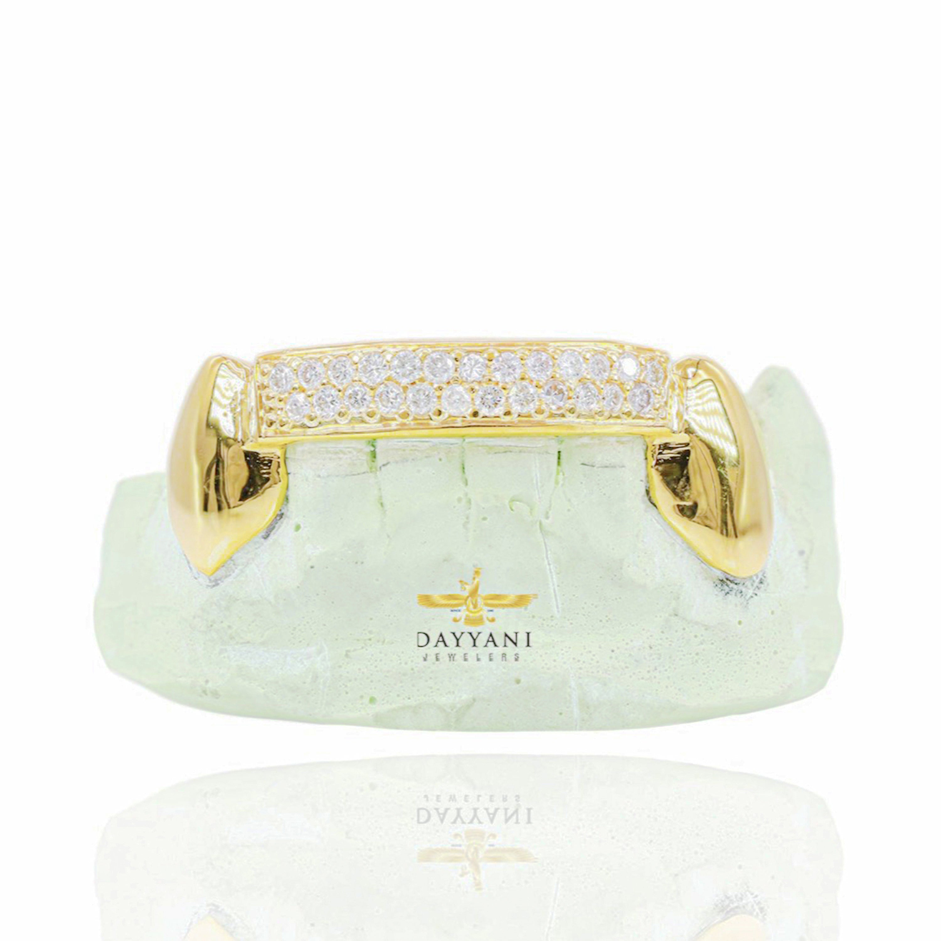Custom Two Row Diamond Bar Gold Grillz