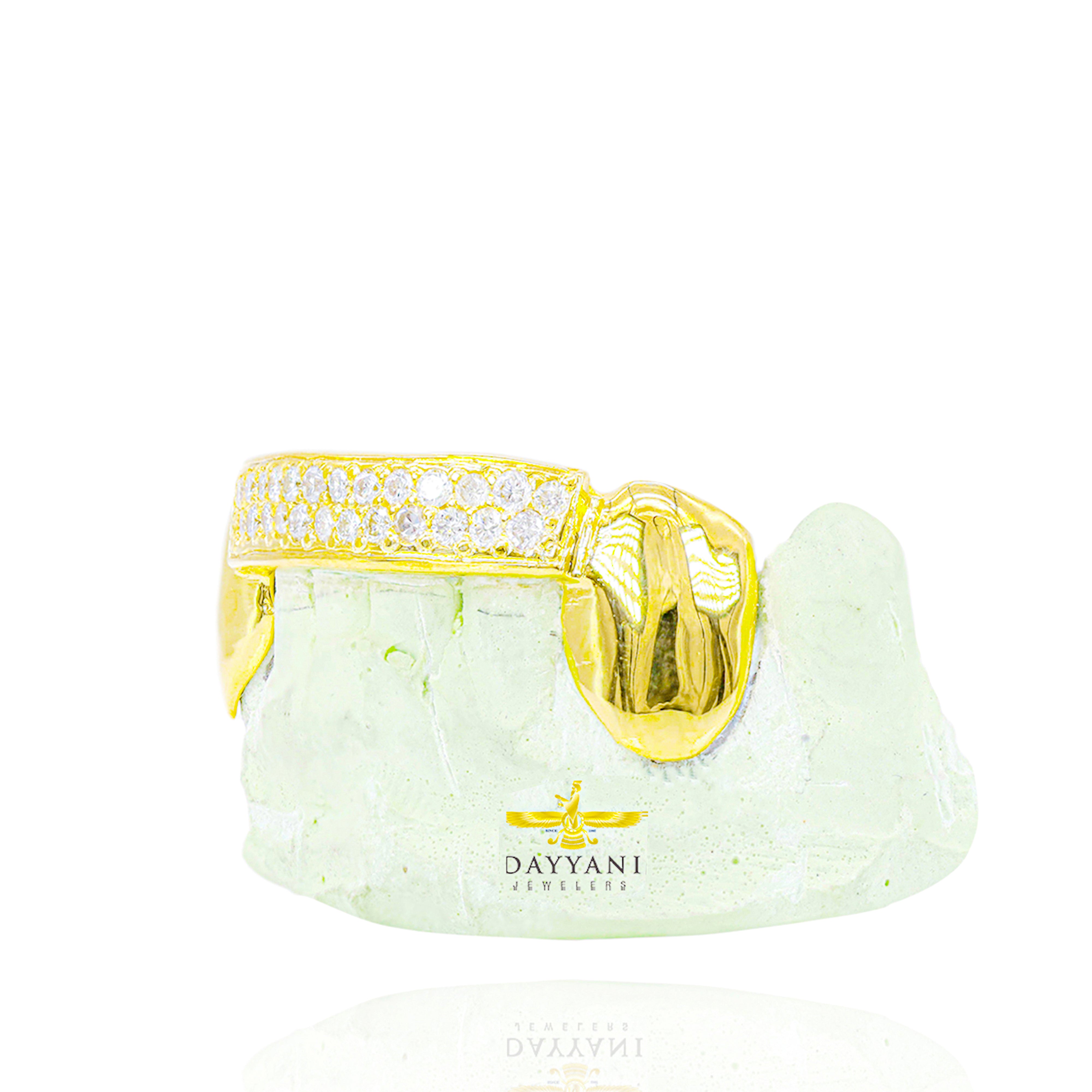 Custom Two Row Diamond Bar Gold Grillz