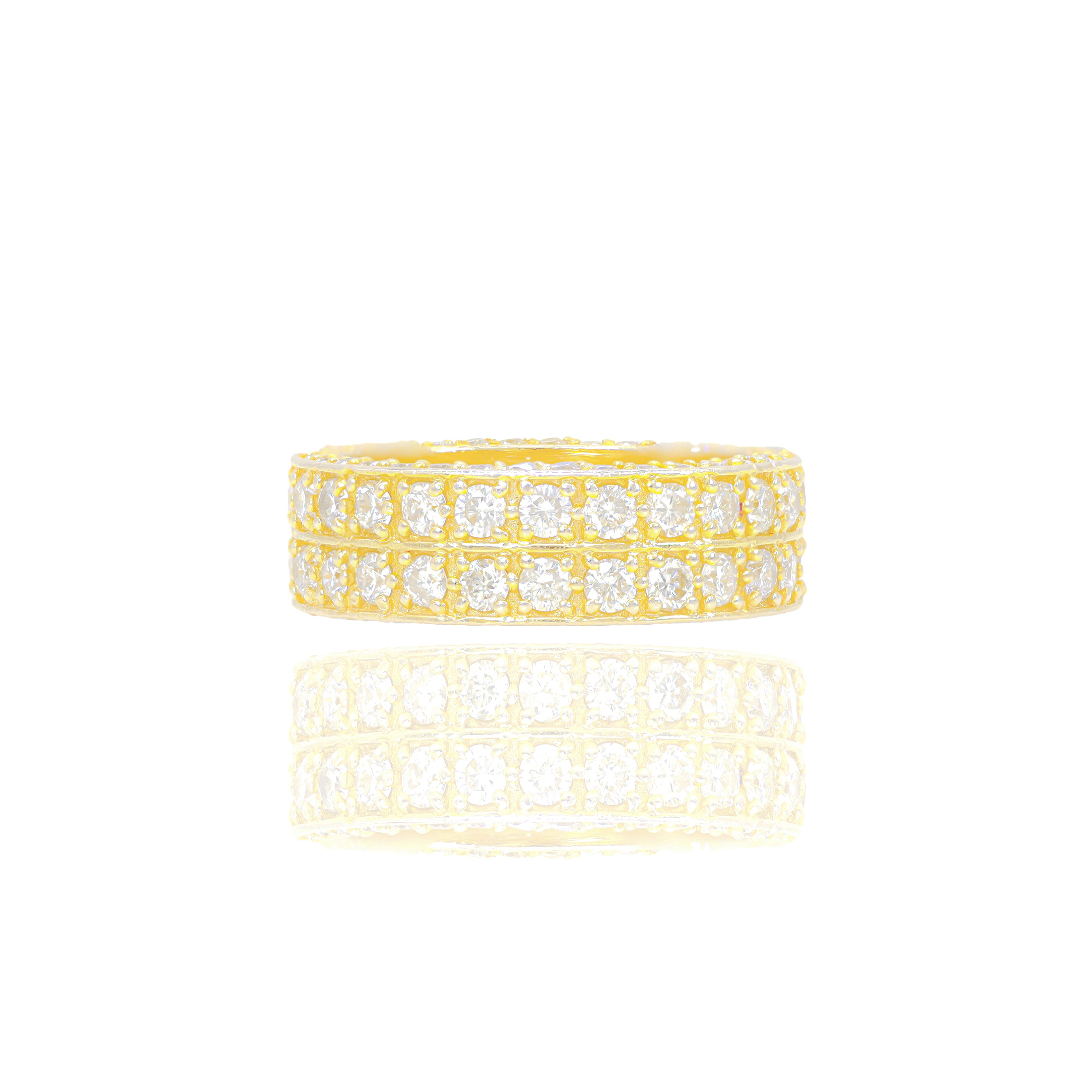 Two Row Diamond Eternity Band w/ Diamond on Inner Shank