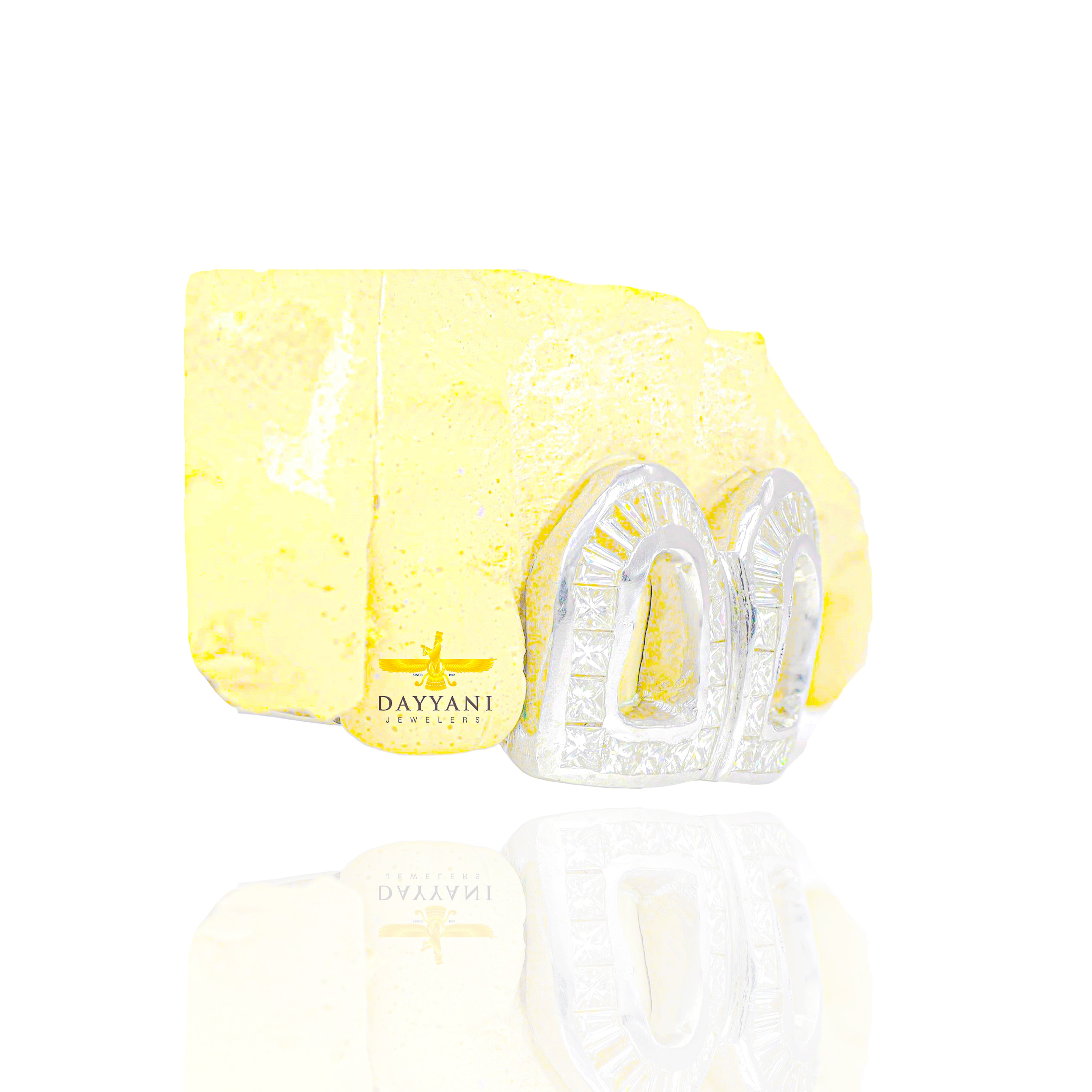 Custom VS Diamond HYBRID Open Face Princess Cut & Baguette Diamond Grillz (Invisible Setting)