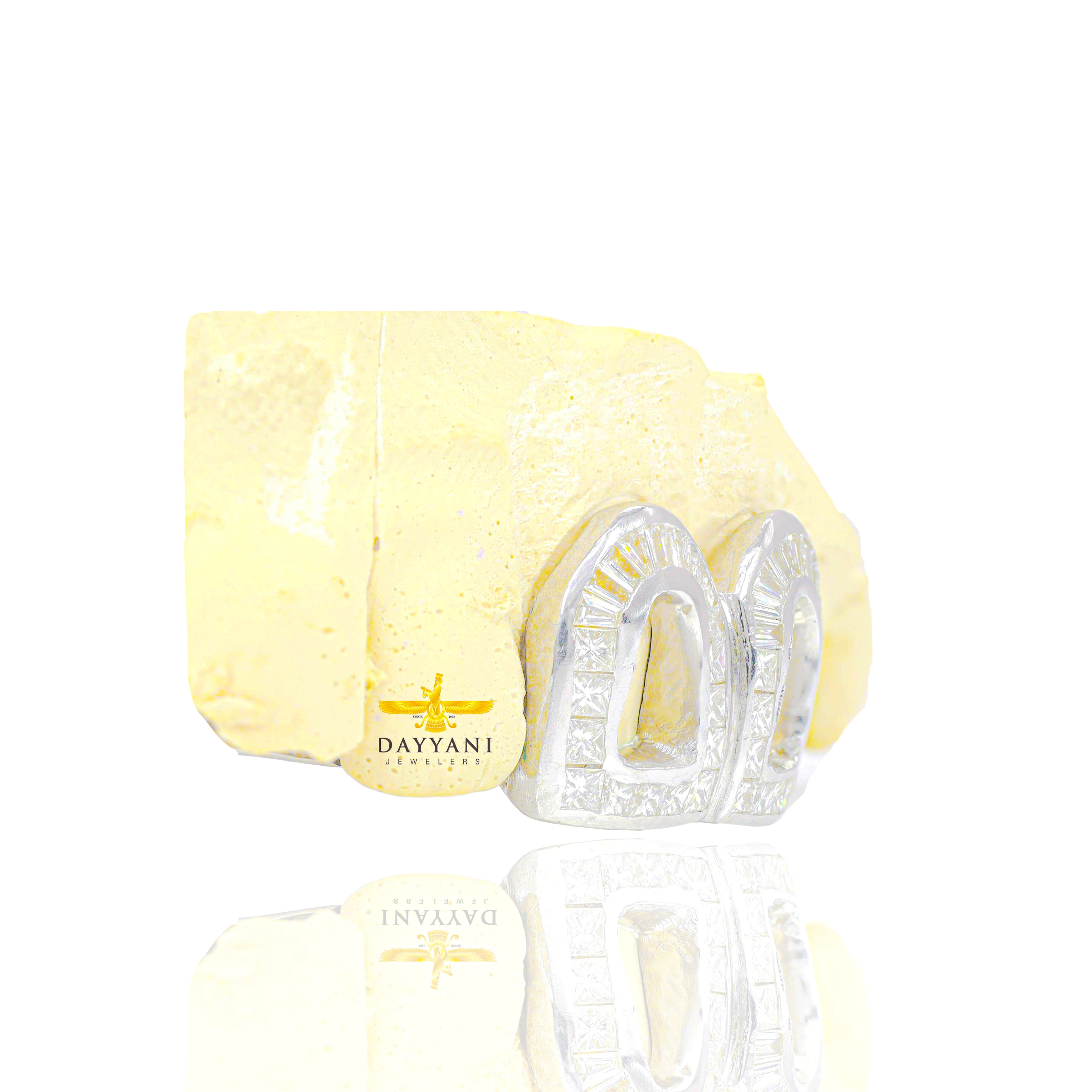Custom VS Diamond HYBRID Open Face Princess Cut & Baguette Diamond Grillz (Invisible Setting)
