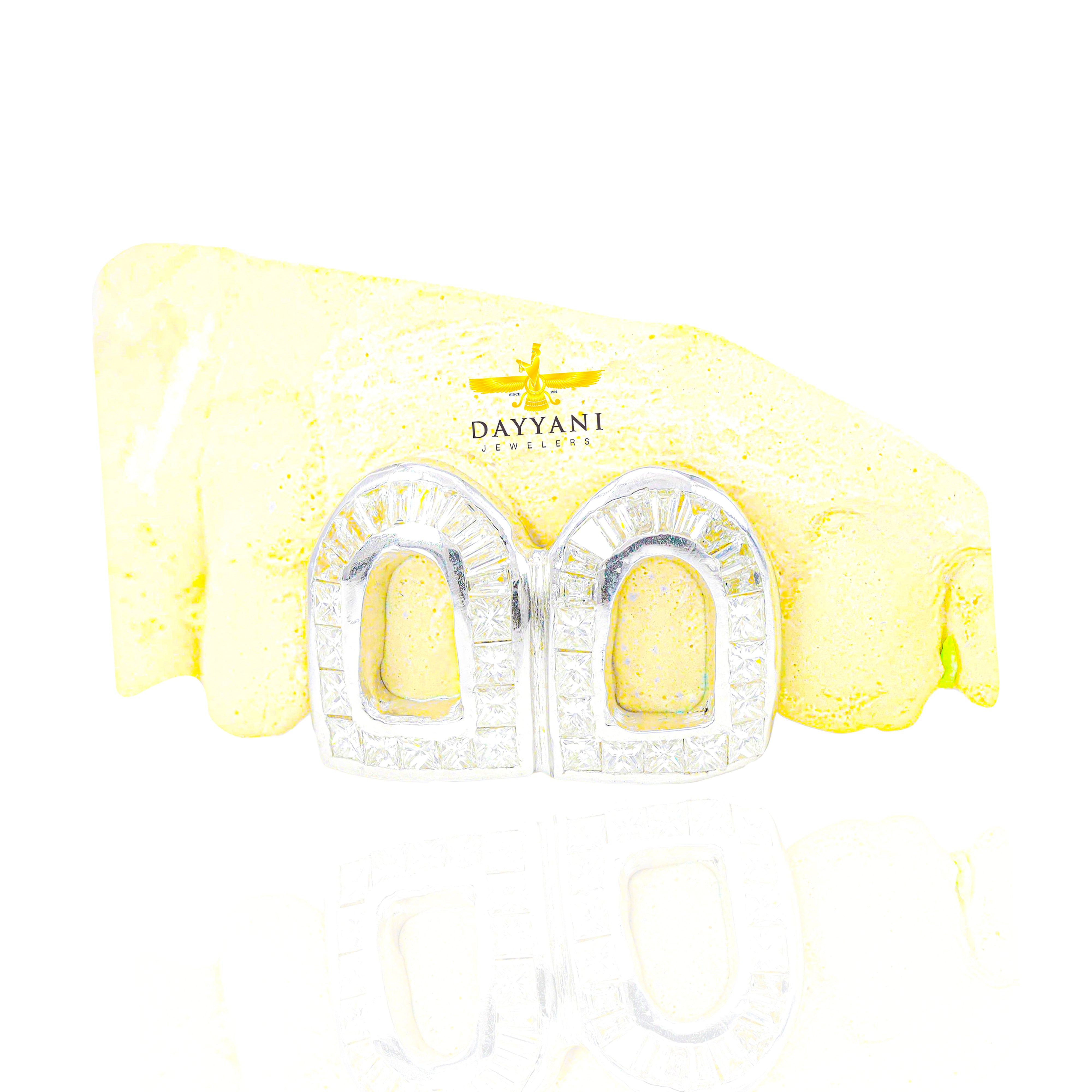 Custom VS Diamond HYBRID Open Face Princess Cut & Baguette Diamond Grillz (Invisible Setting)