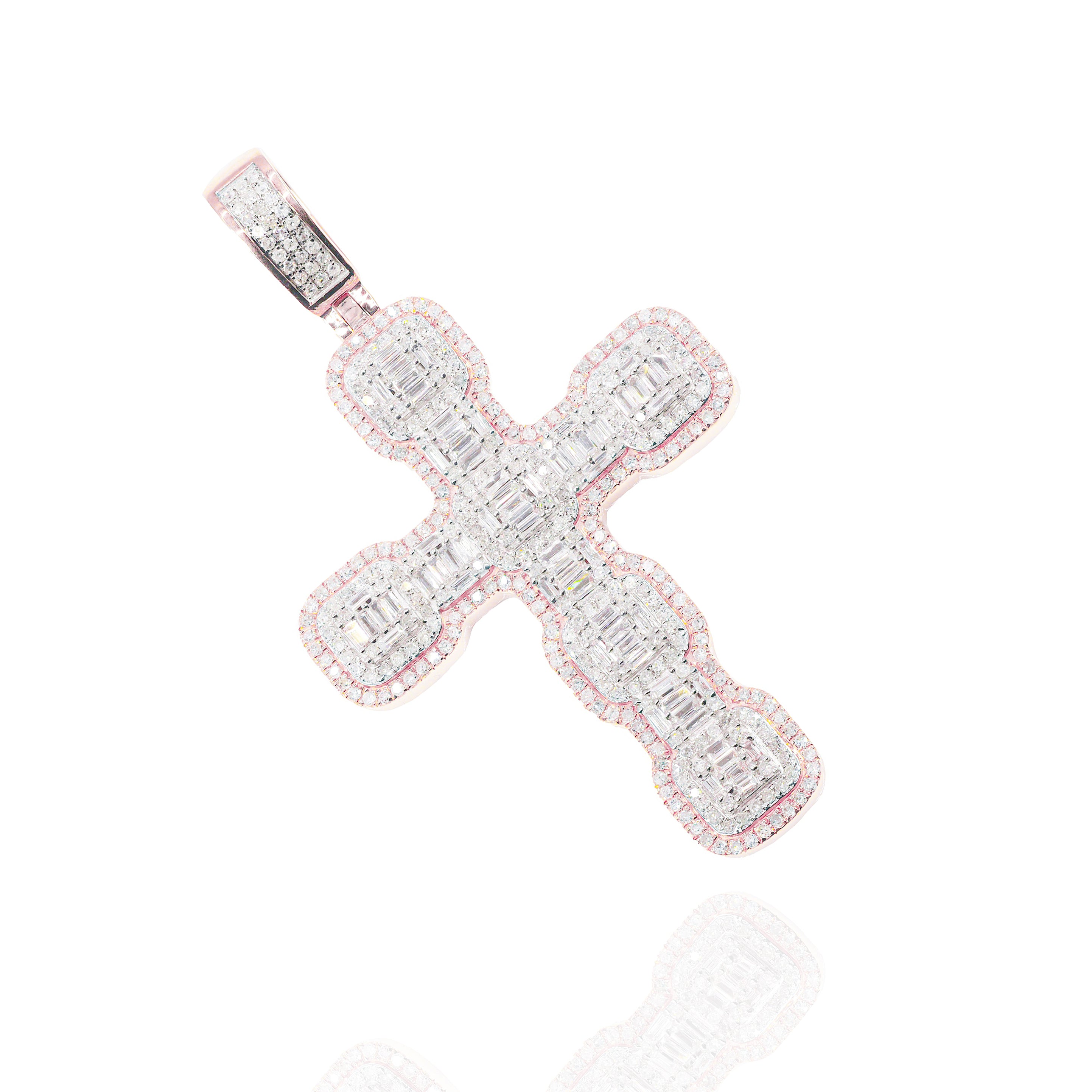 Two-Tone Baguette Diamond Cross