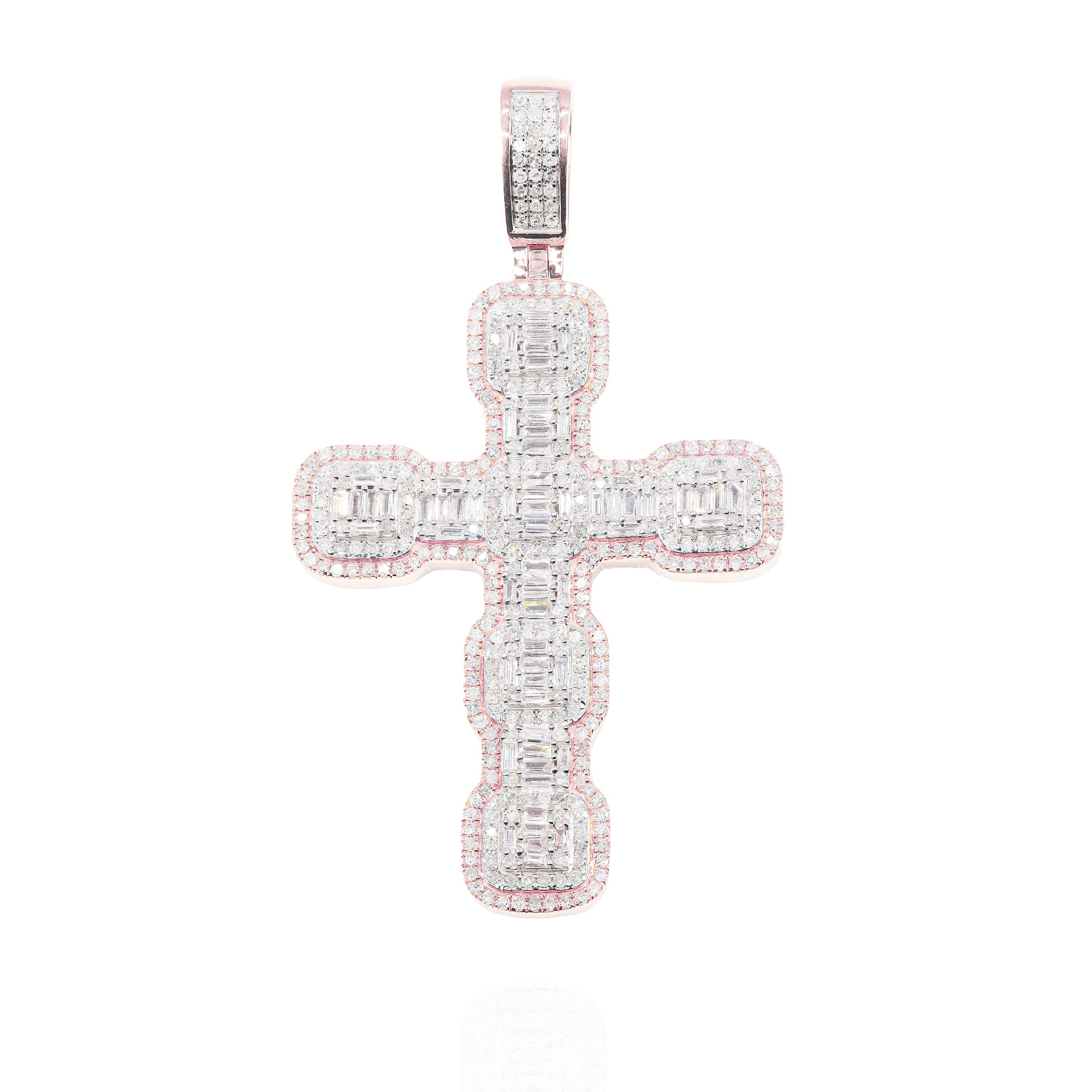 Two-Tone Baguette Diamond Cross