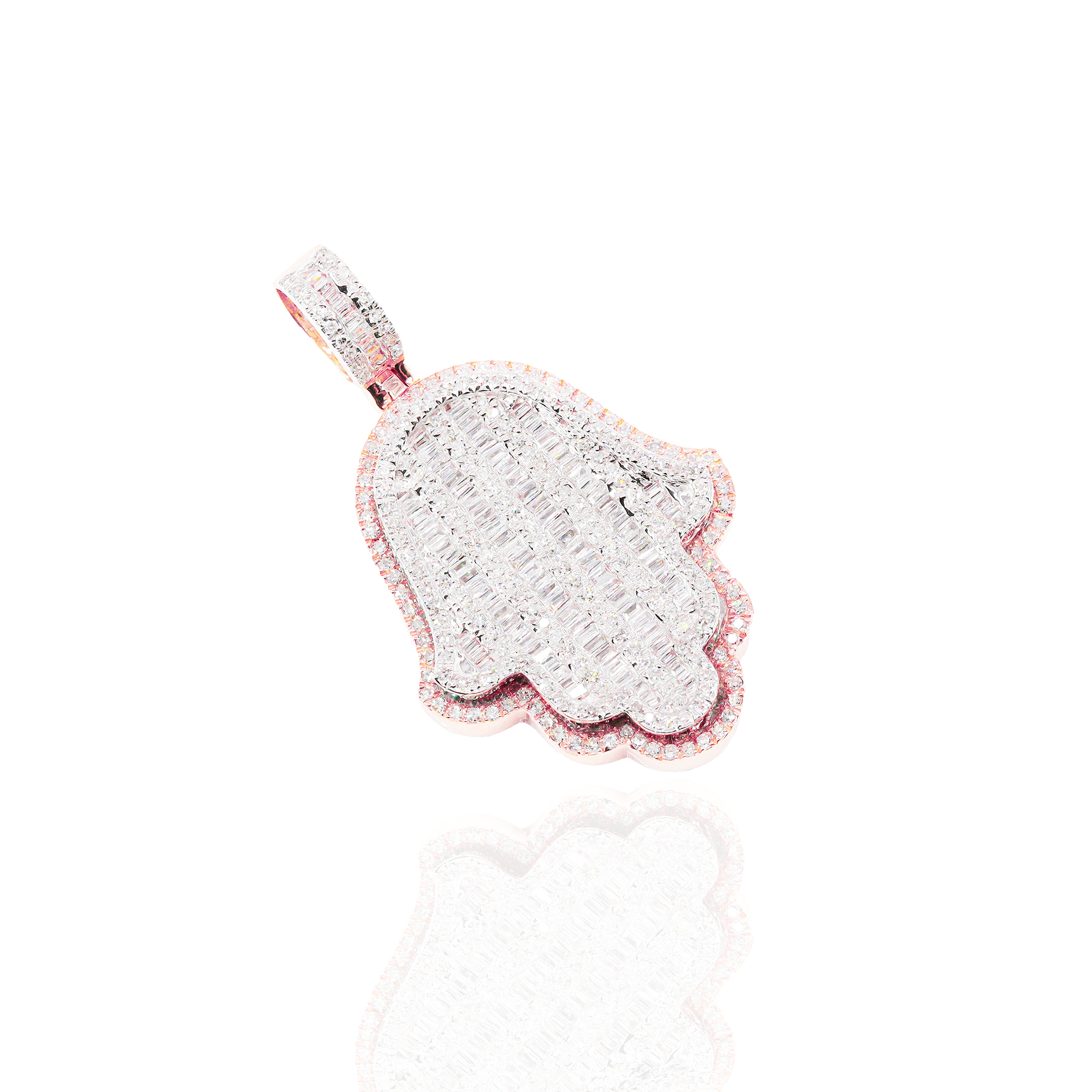 Two-Tone Hamza Hand Baguette Pendant