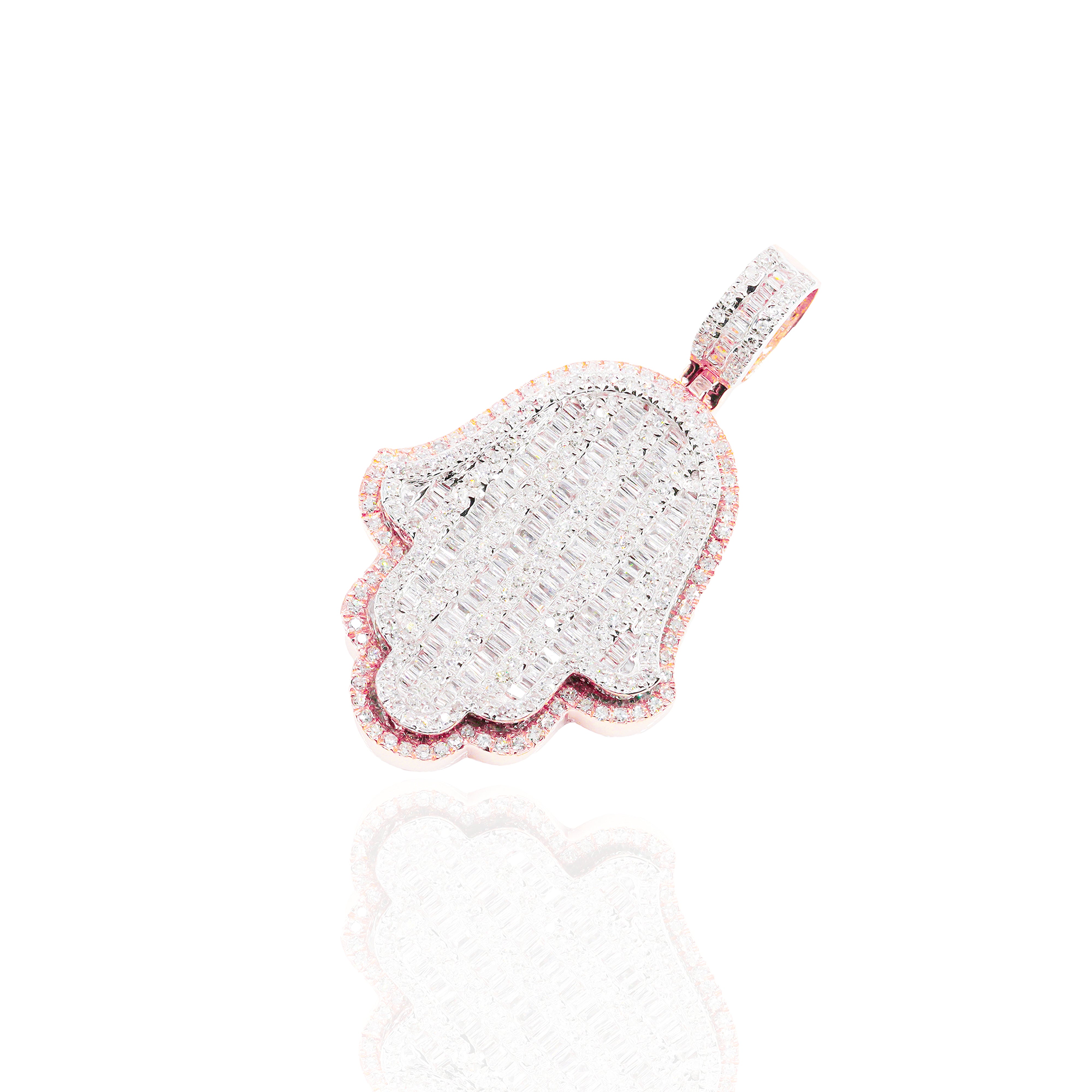Two-Tone Hamza Hand Baguette Pendant