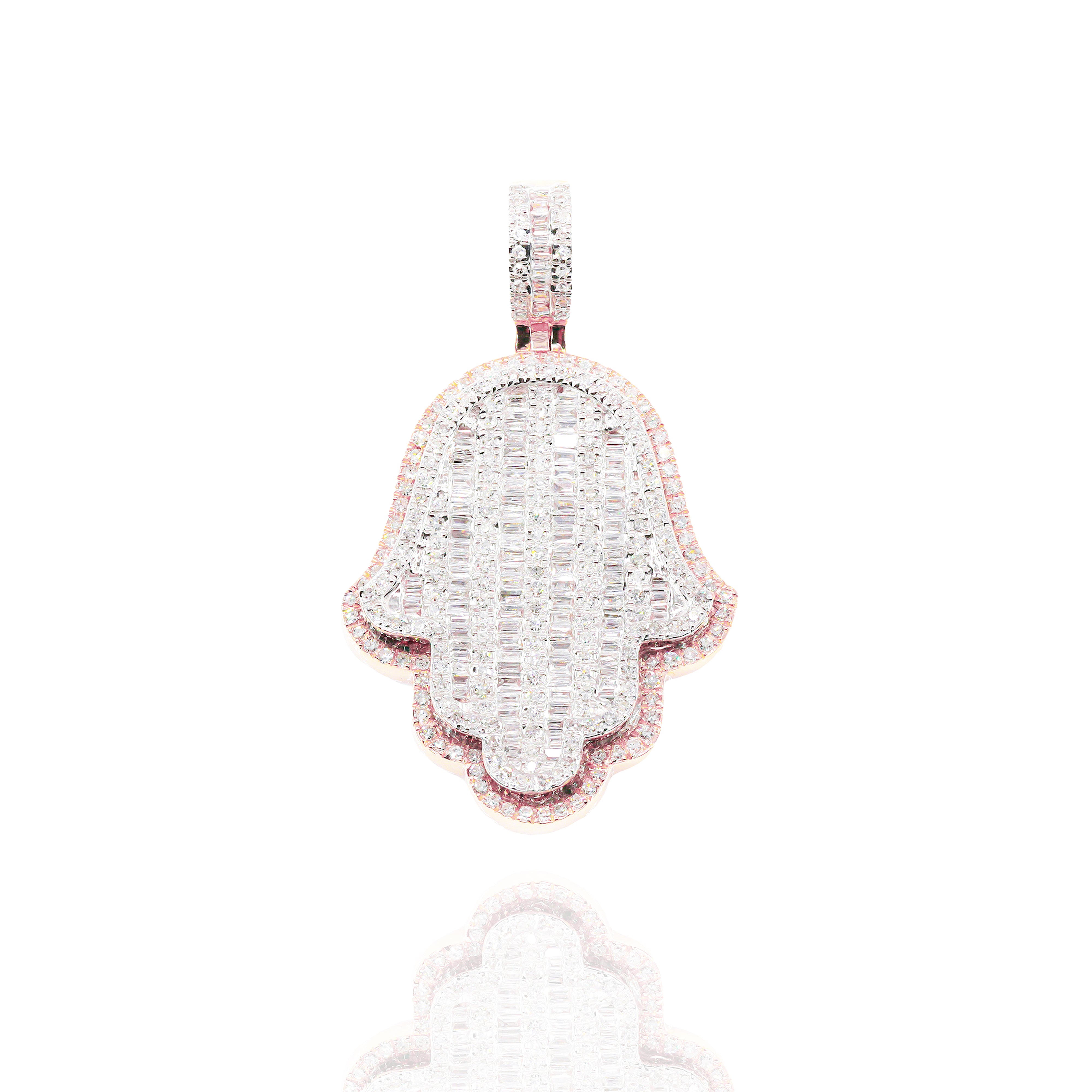 Two-Tone Hamza Hand Baguette Pendant