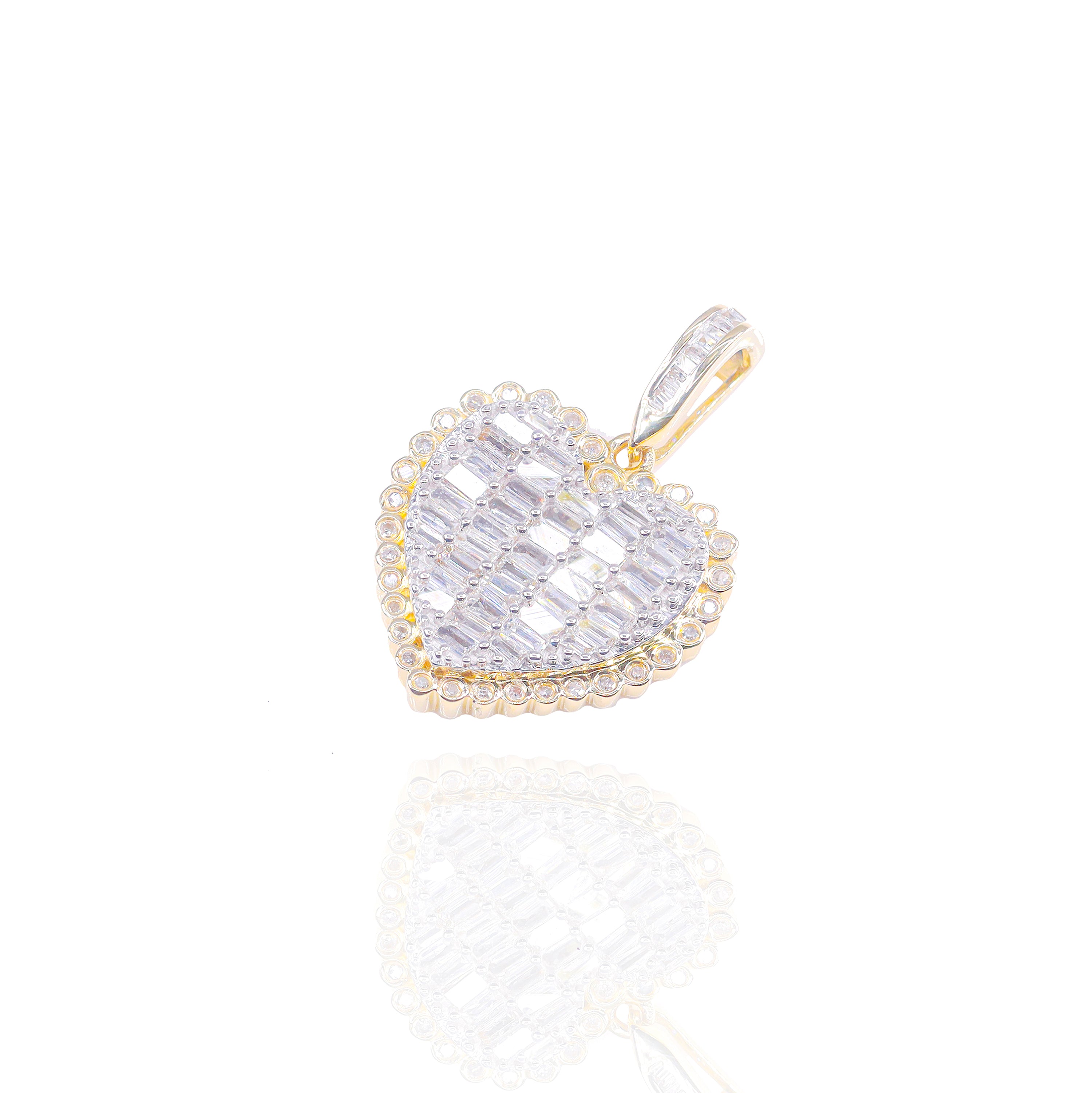 Flat Baguette Diamond Heart Pendant
