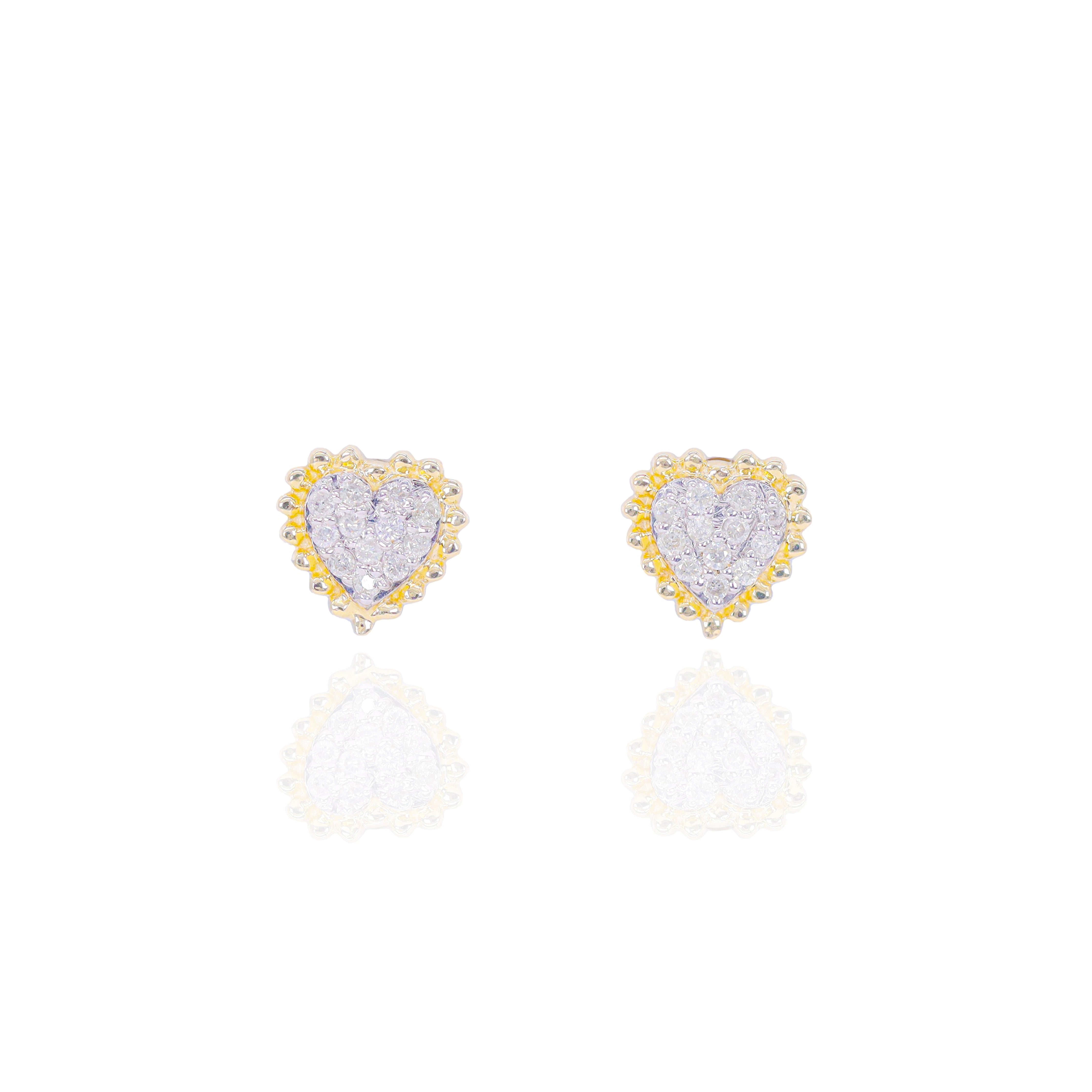 Gold Layered Diamond Heart Earrings