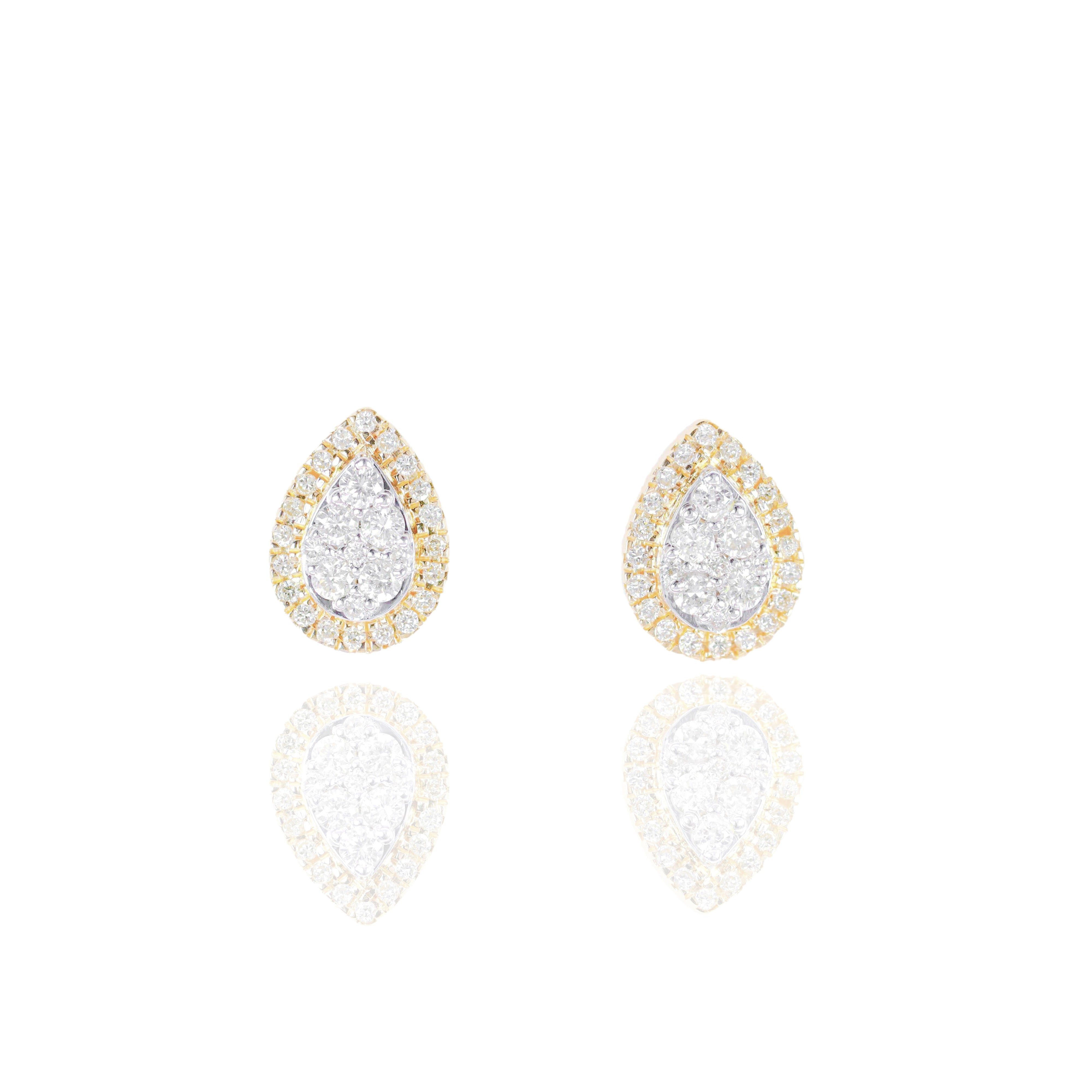 Two-Tone Pear Shape Diamond Earrings