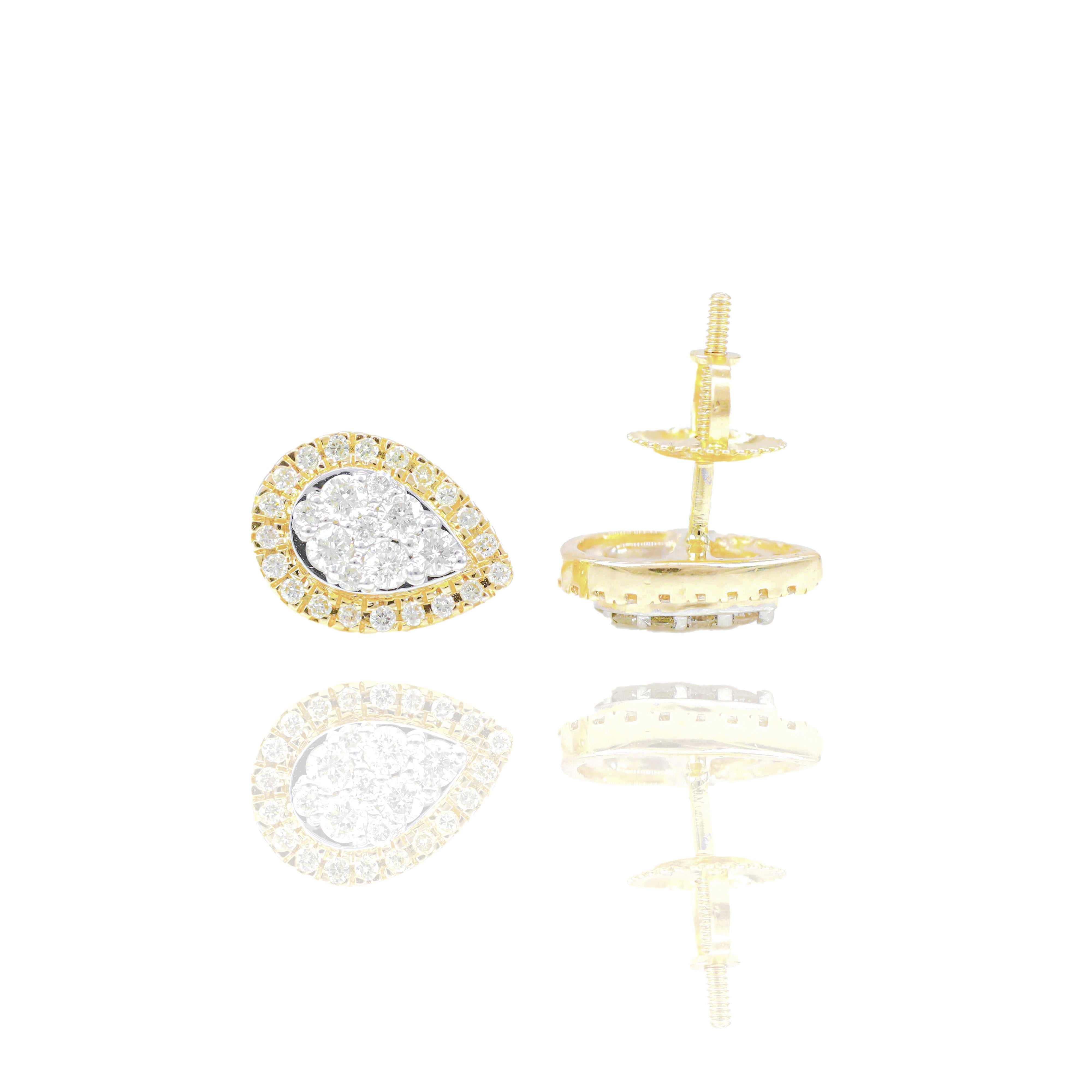 Two-Tone Pear Shape Diamond Earrings