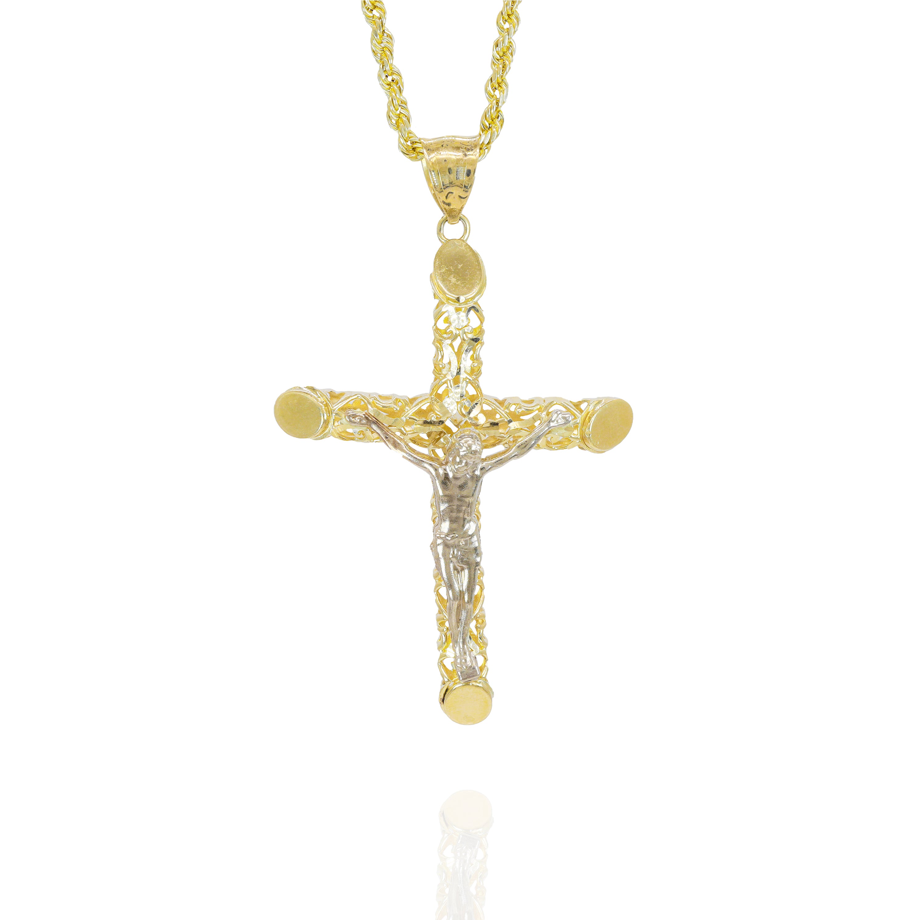Italian Gold with Jesus On Cross Pendant (Medium)