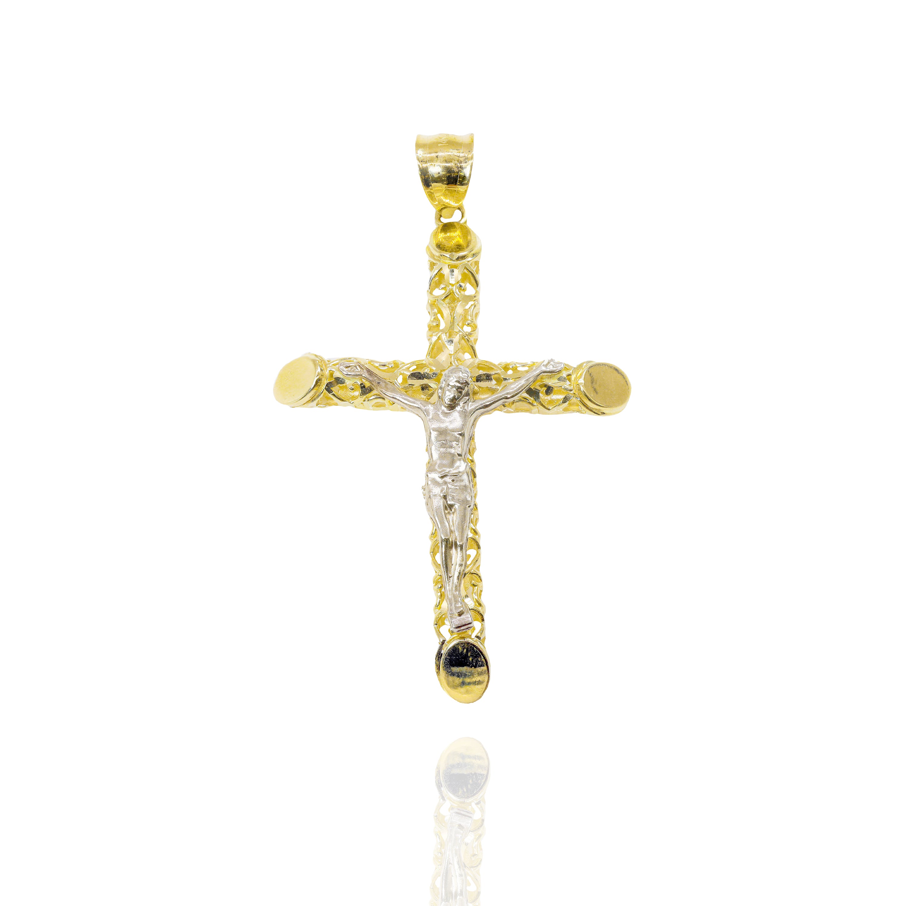 Italian Gold with Jesus On Cross Pendant (Medium)