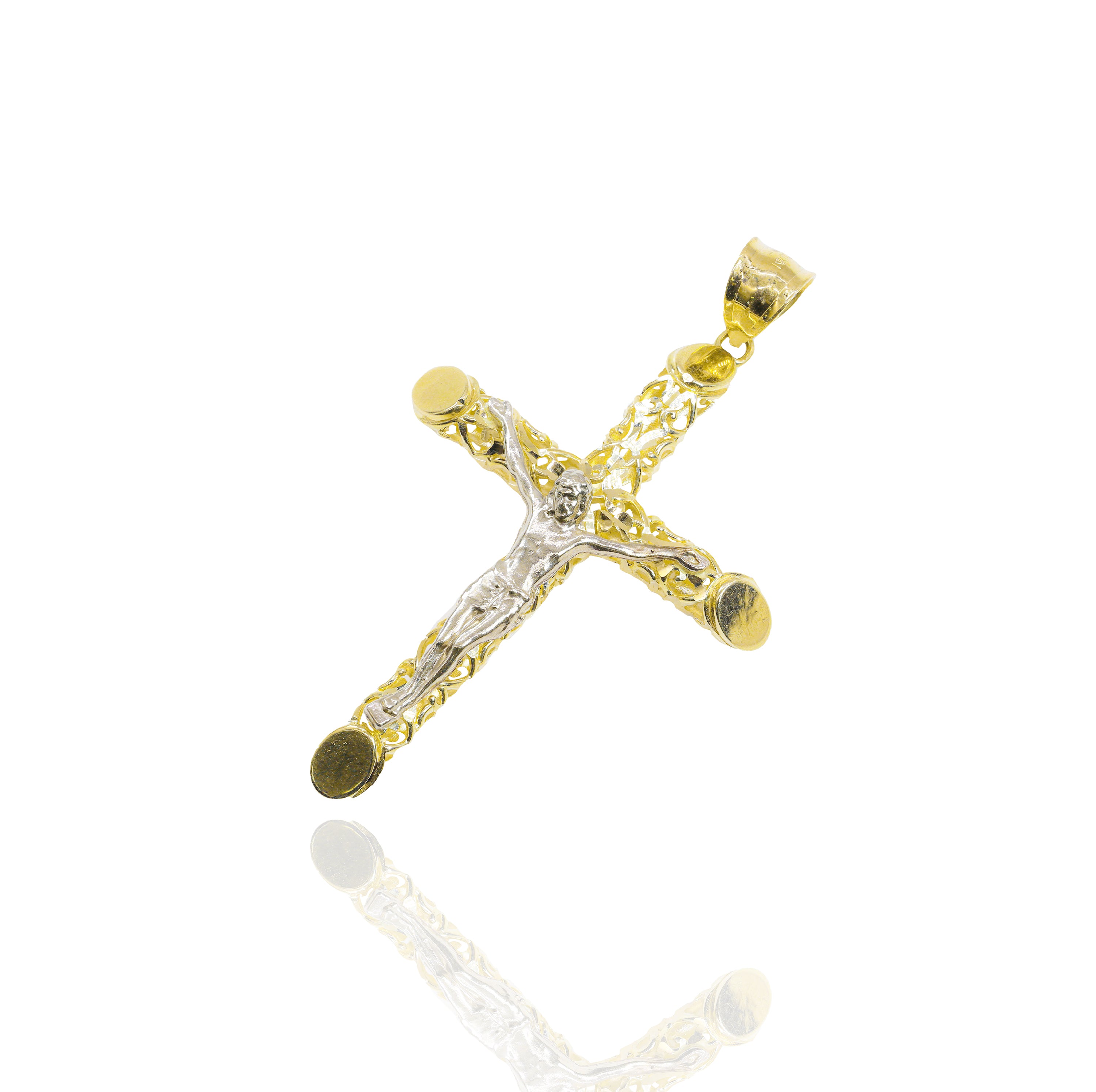 Italian Gold with Jesus On Cross Pendant (Medium)