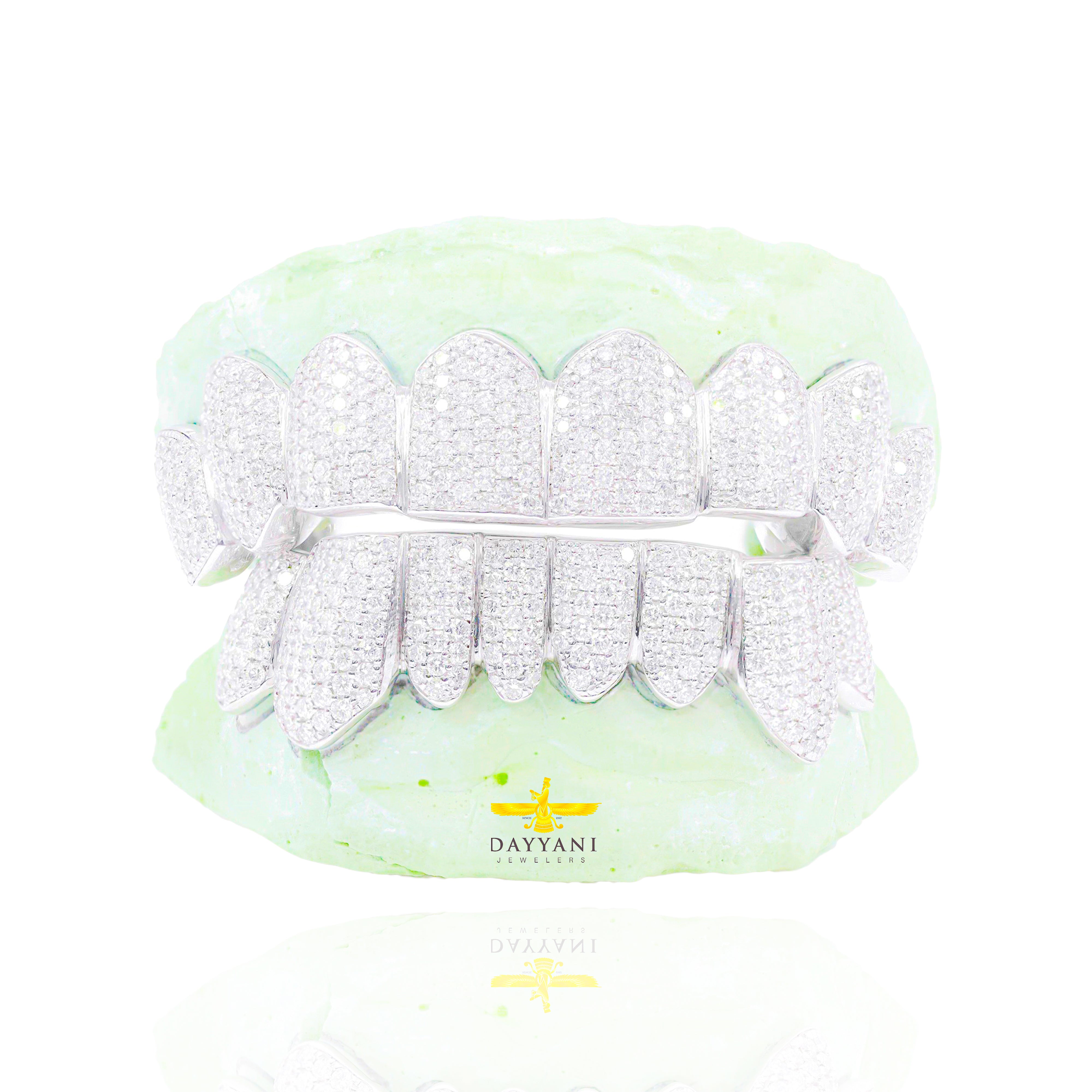 Custom VS Clarity Diamond Grillz Hand Set Natural Diamonds Gold Grillz (Zig-Zag Setting)