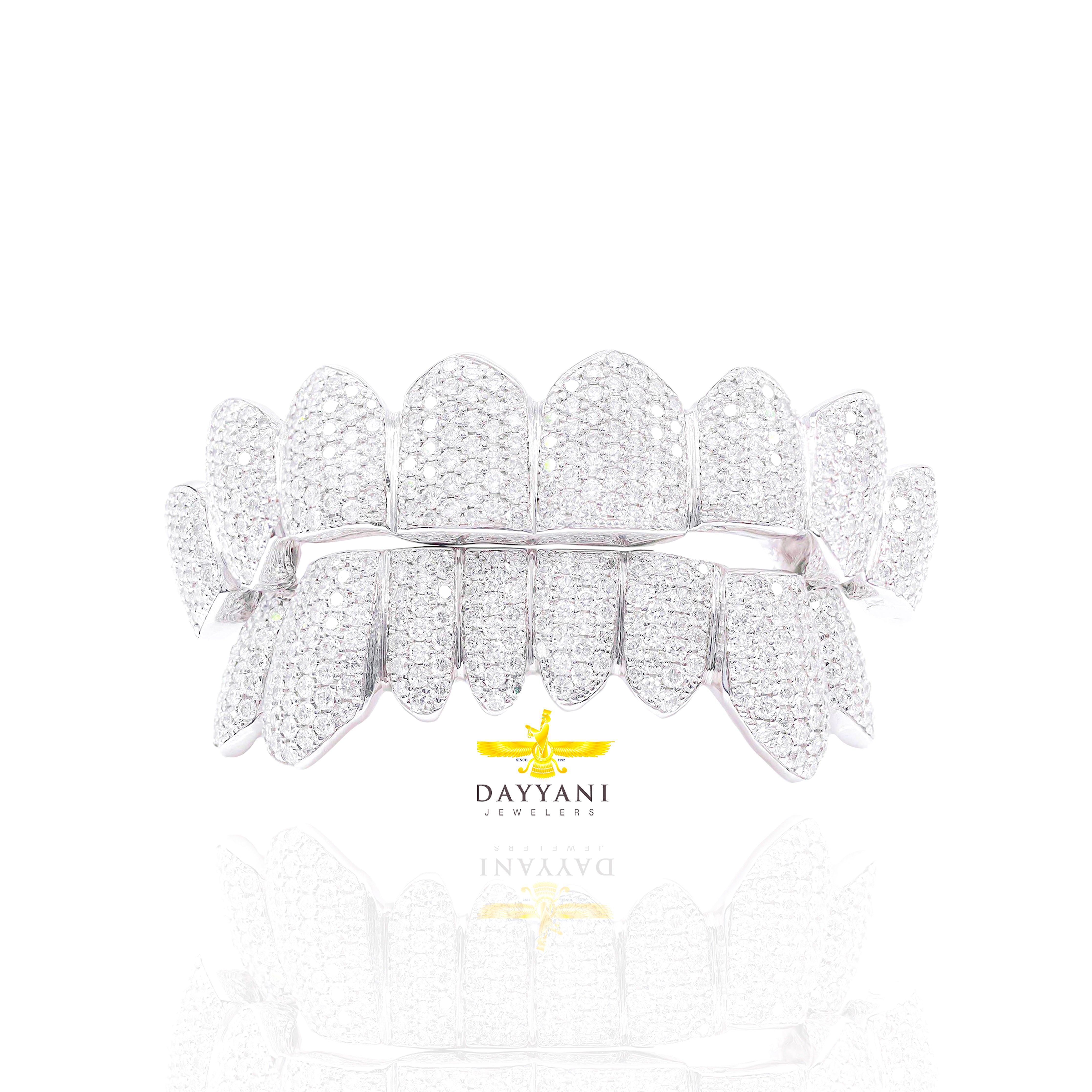 Custom VS Clarity Diamond Grillz Hand Set Natural Diamonds Gold Grillz (Zig-Zag Setting)