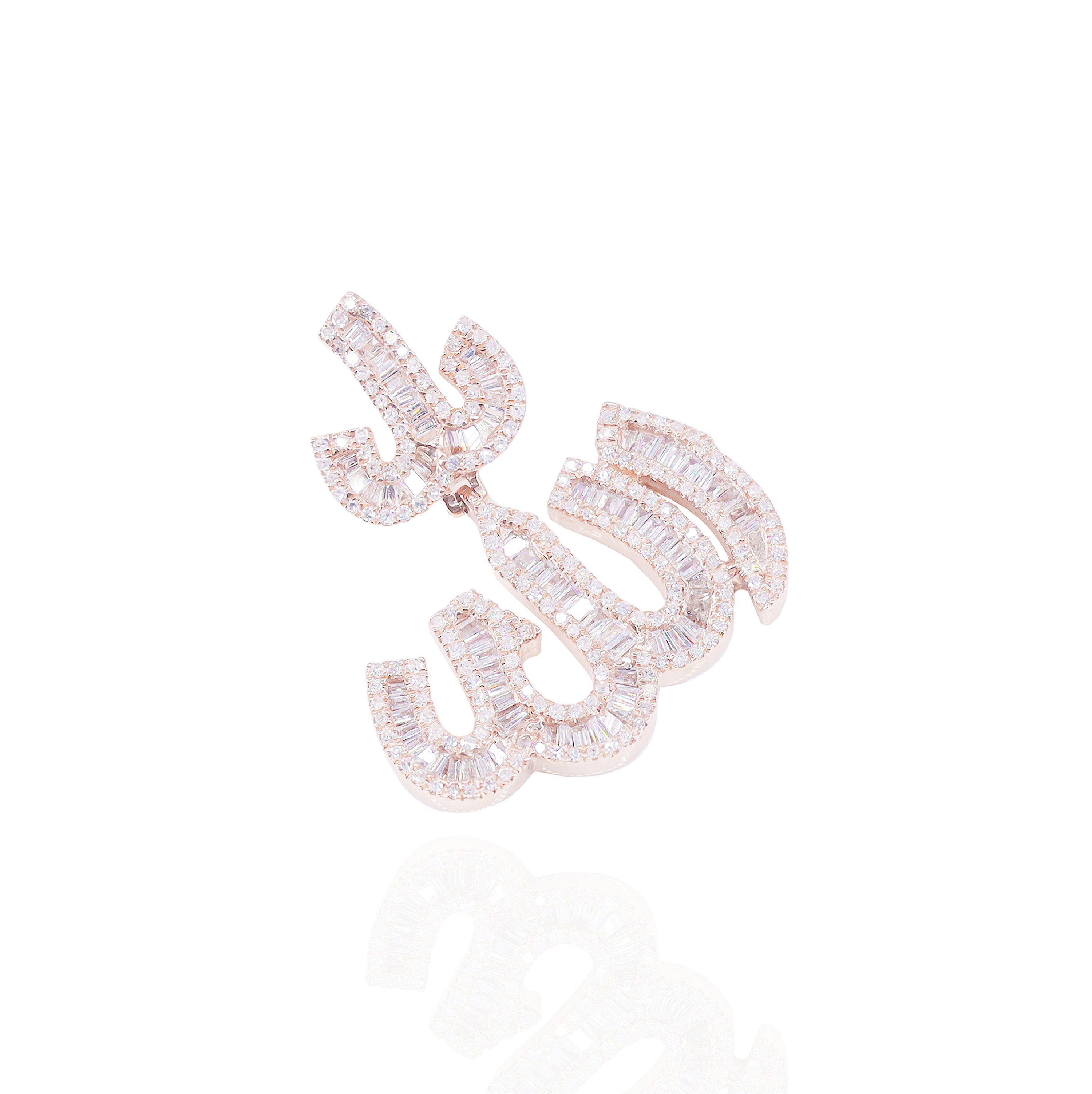 Baguette Allah Diamond Pendant