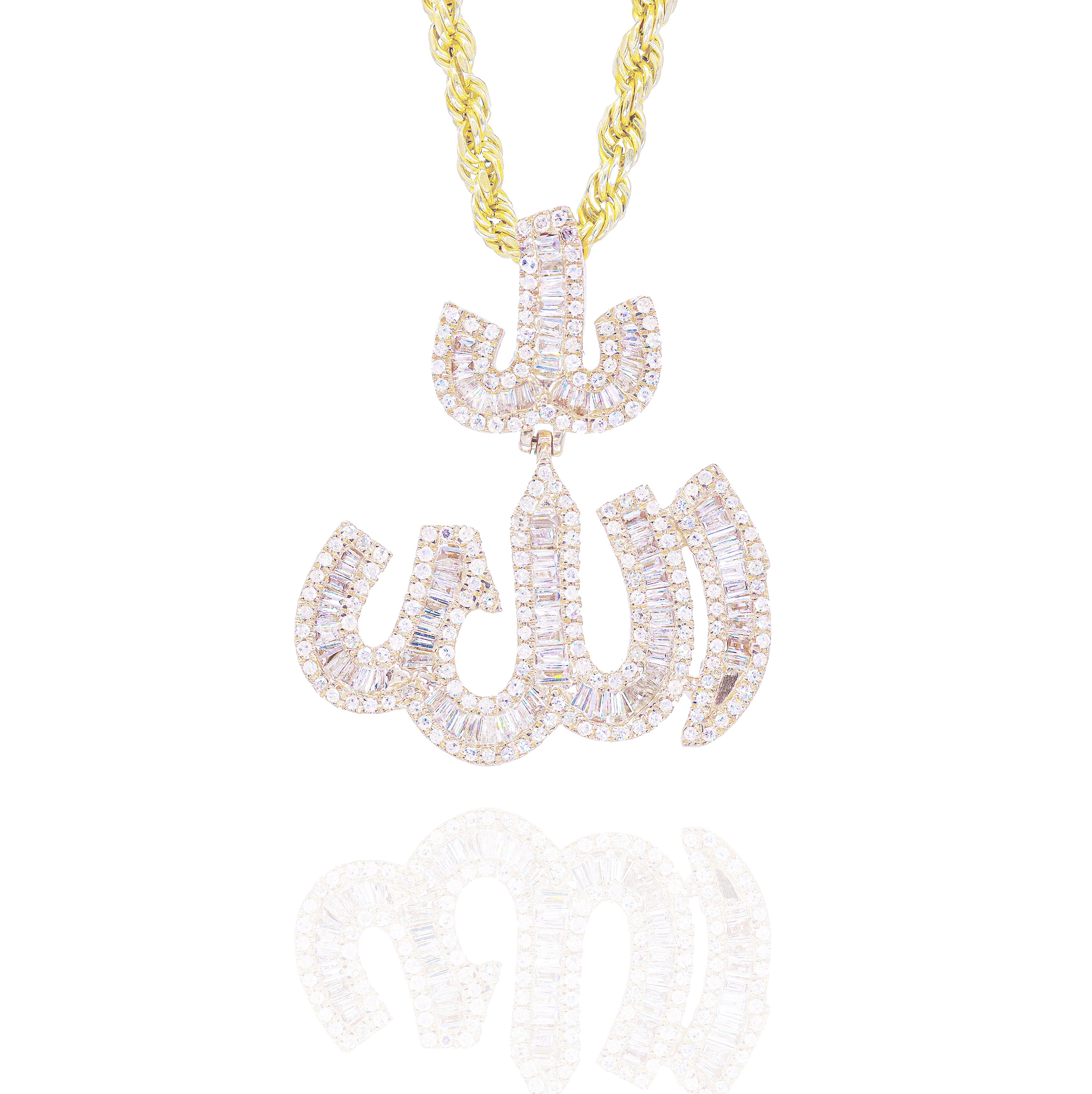 Baguette Allah Diamond Pendant