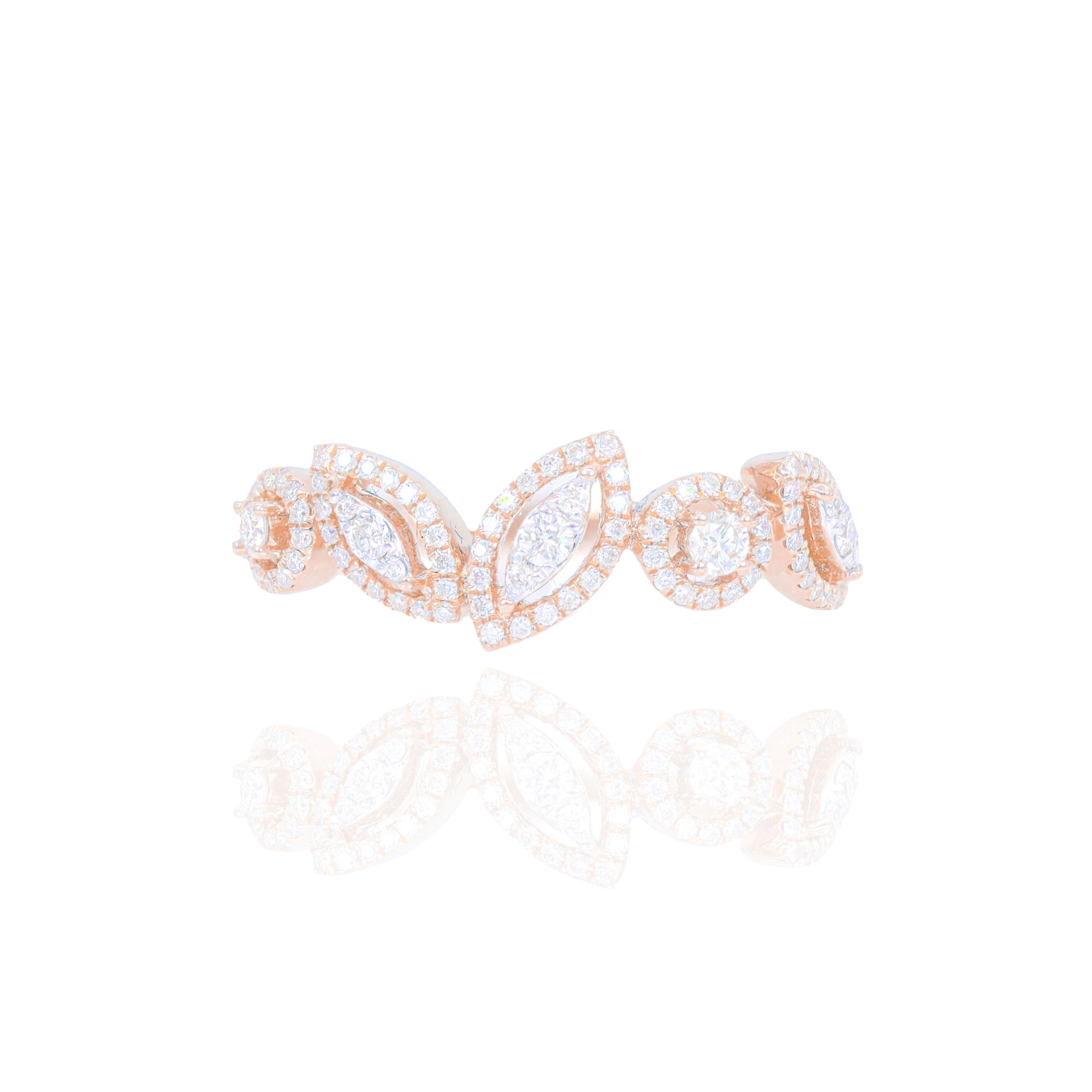 Marquise & Round Halo Shape Diamond Ring