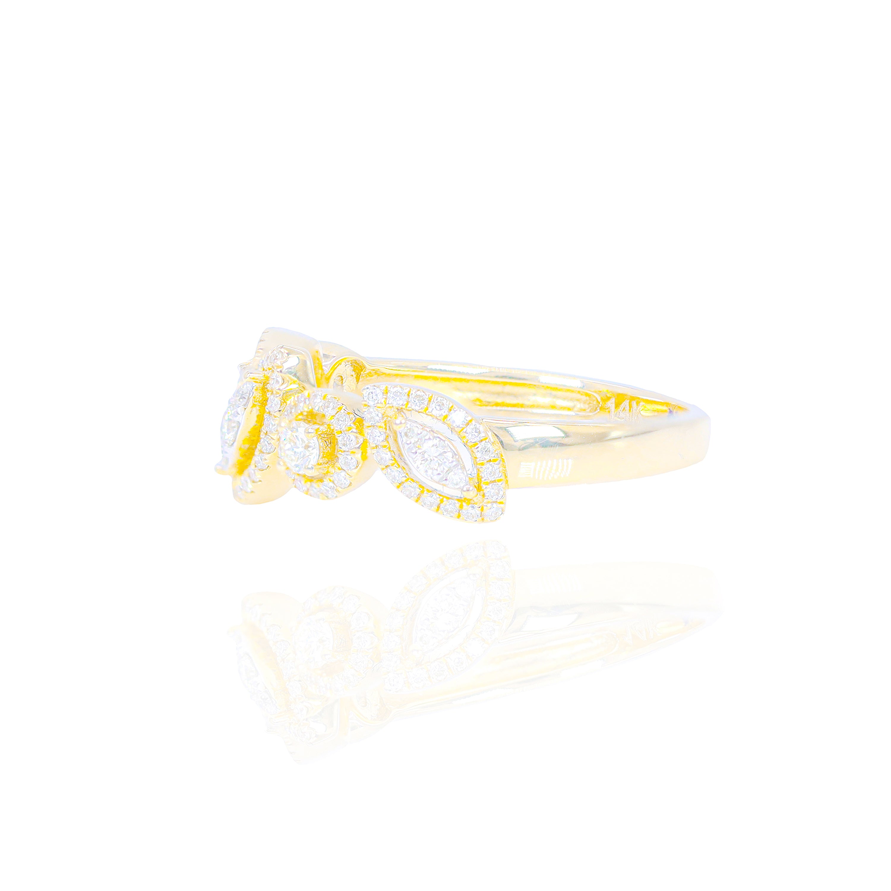 Marquise & Round Halo Shape Diamond Ring