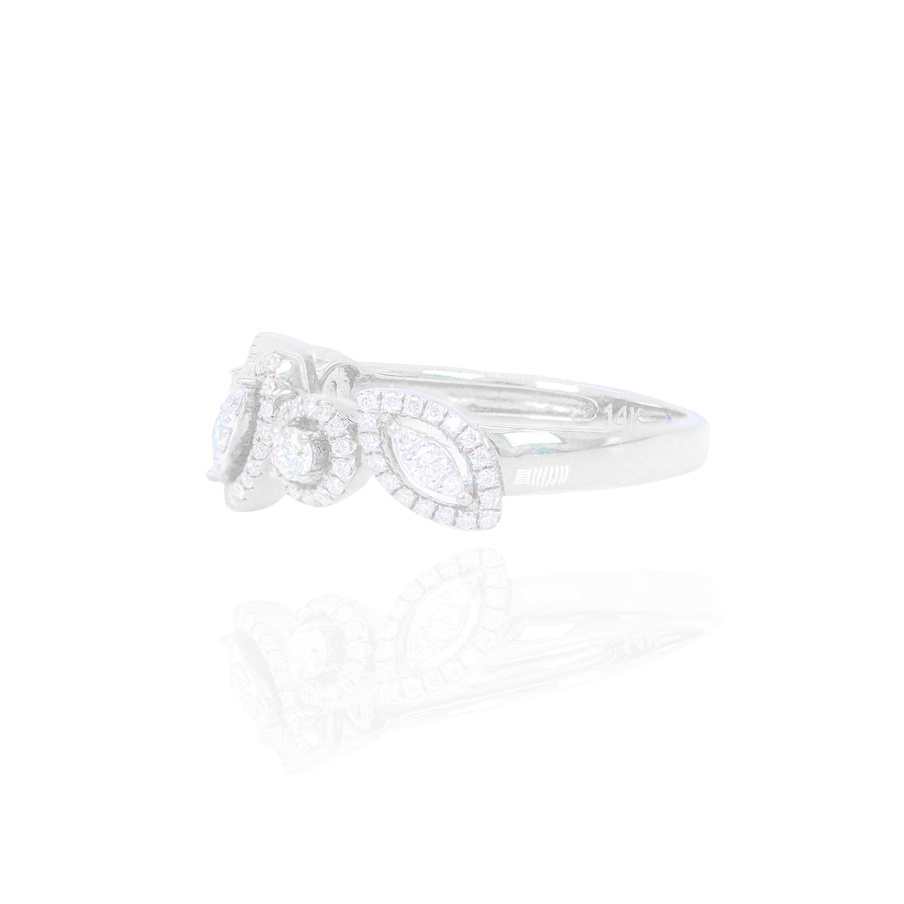 Marquise & Round Halo Shape Diamond Ring