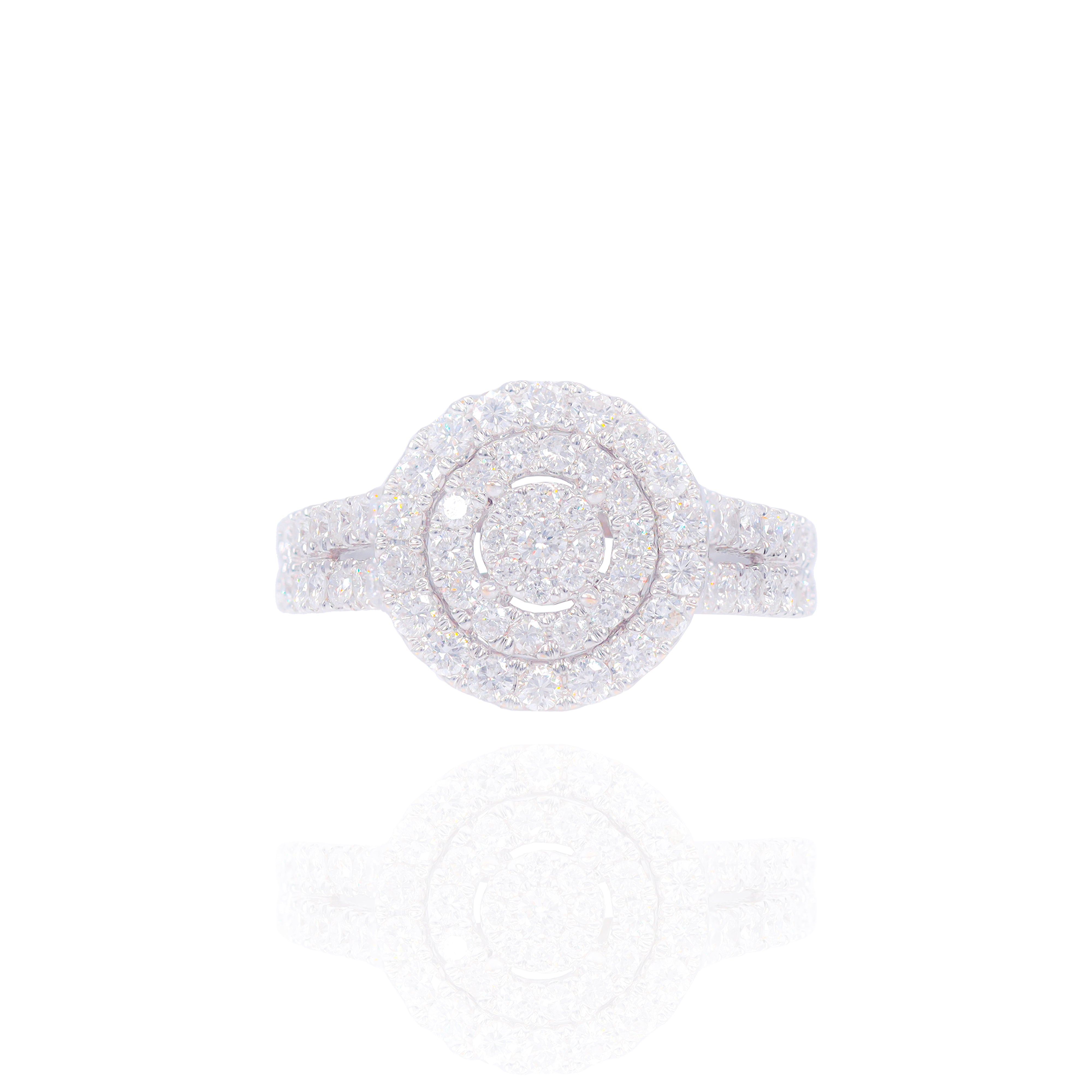 Round Double Halo Diamond Engagement Ring & Band