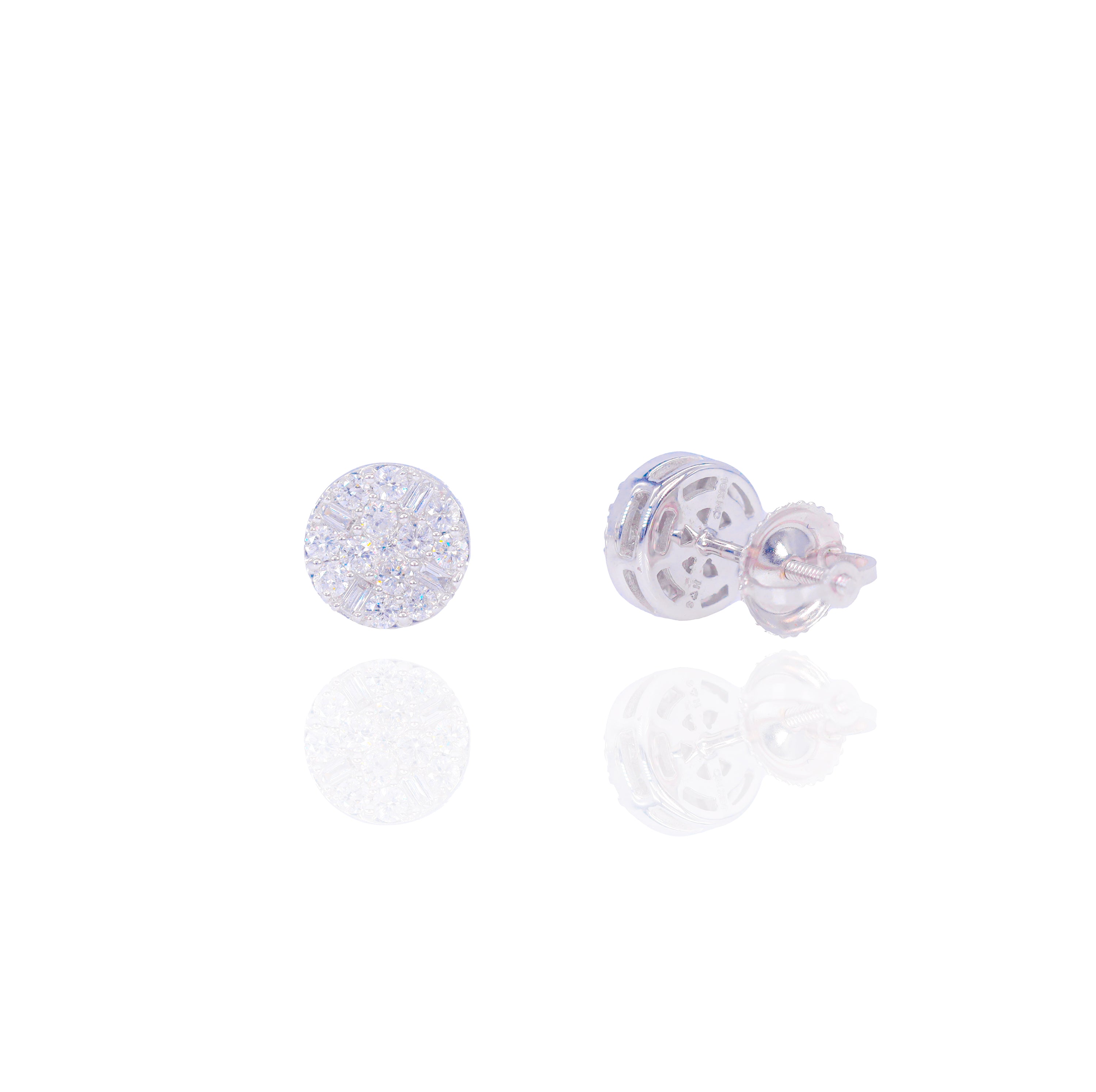 Cluster Baguette and Round Diamond Earrings