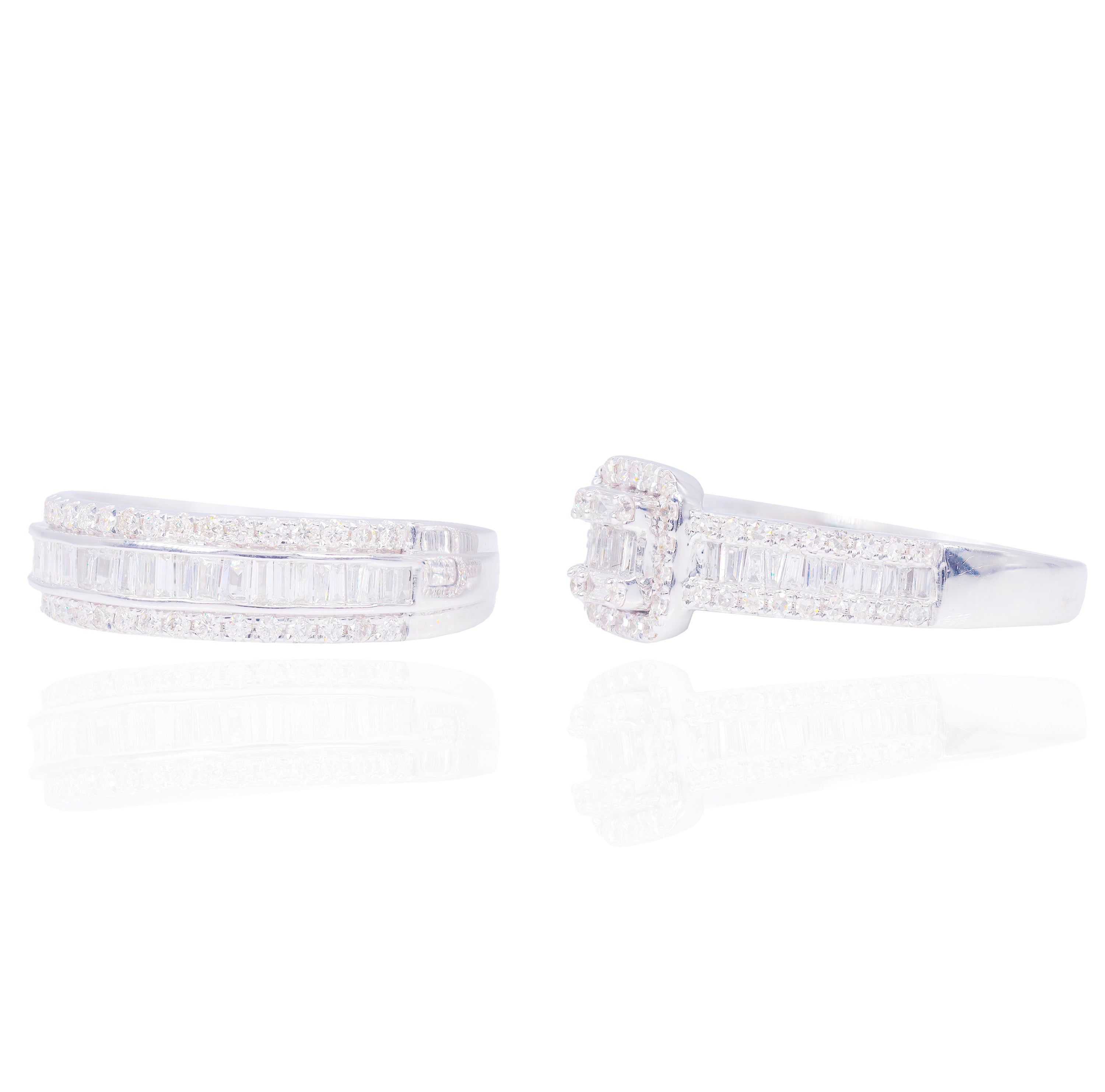 Princess Shape Diamond Engagement Ring with Halo & Band