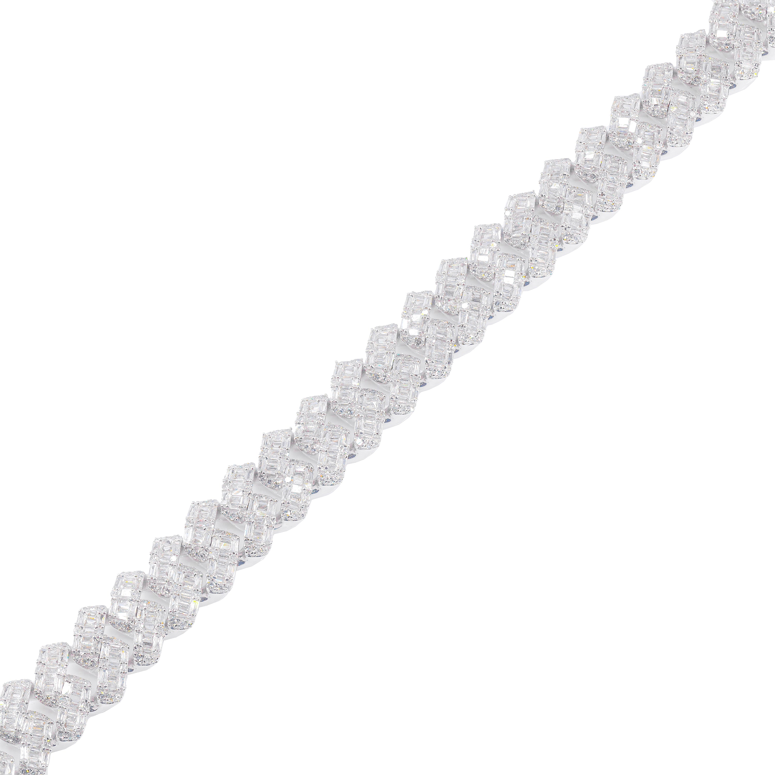10.5mm Baguette Diamond Cuban Link Bracelet