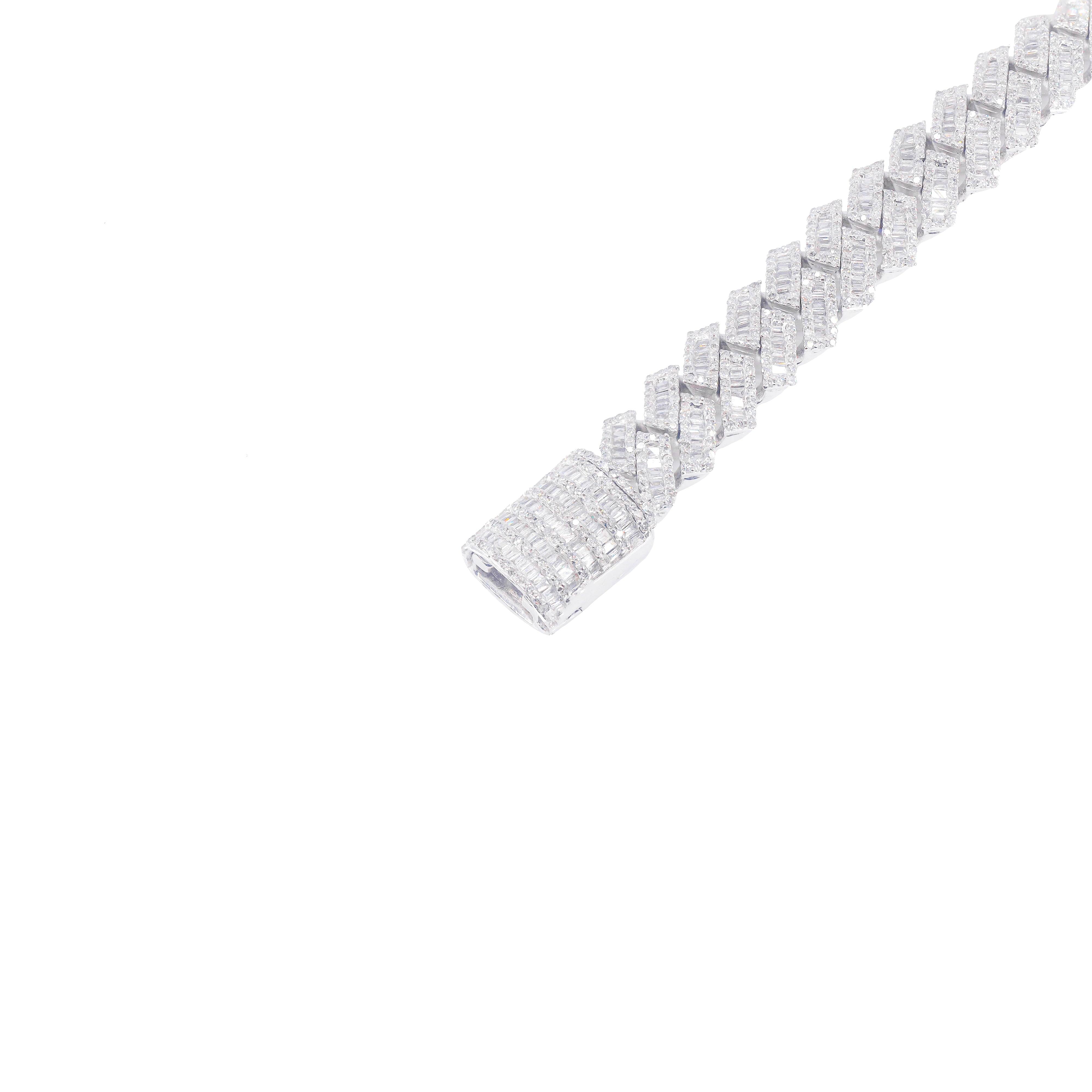 10.5mm Baguette & Round Diamond Jagged Cuban Chain