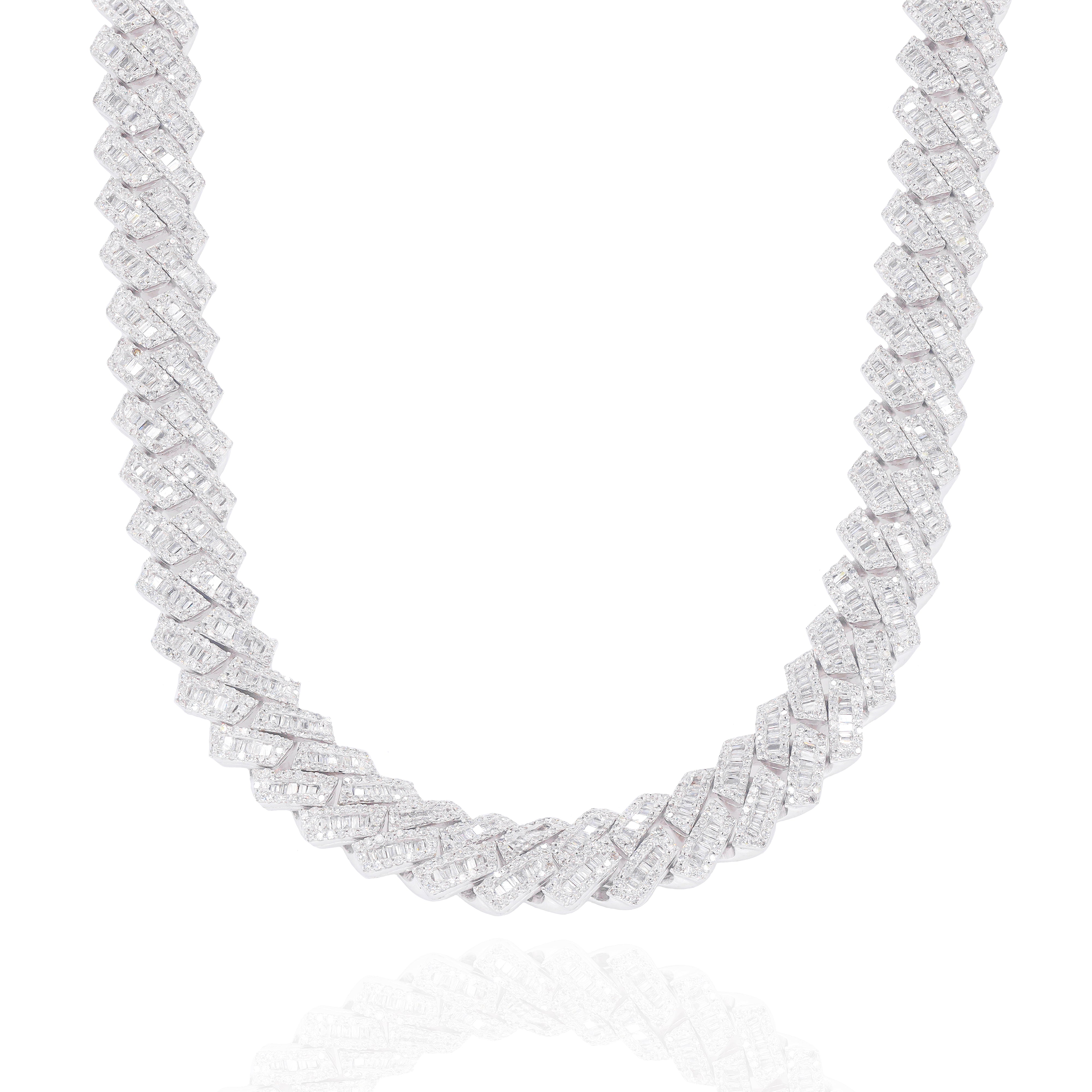 10.5mm Baguette & Round Diamond Jagged Cuban Chain