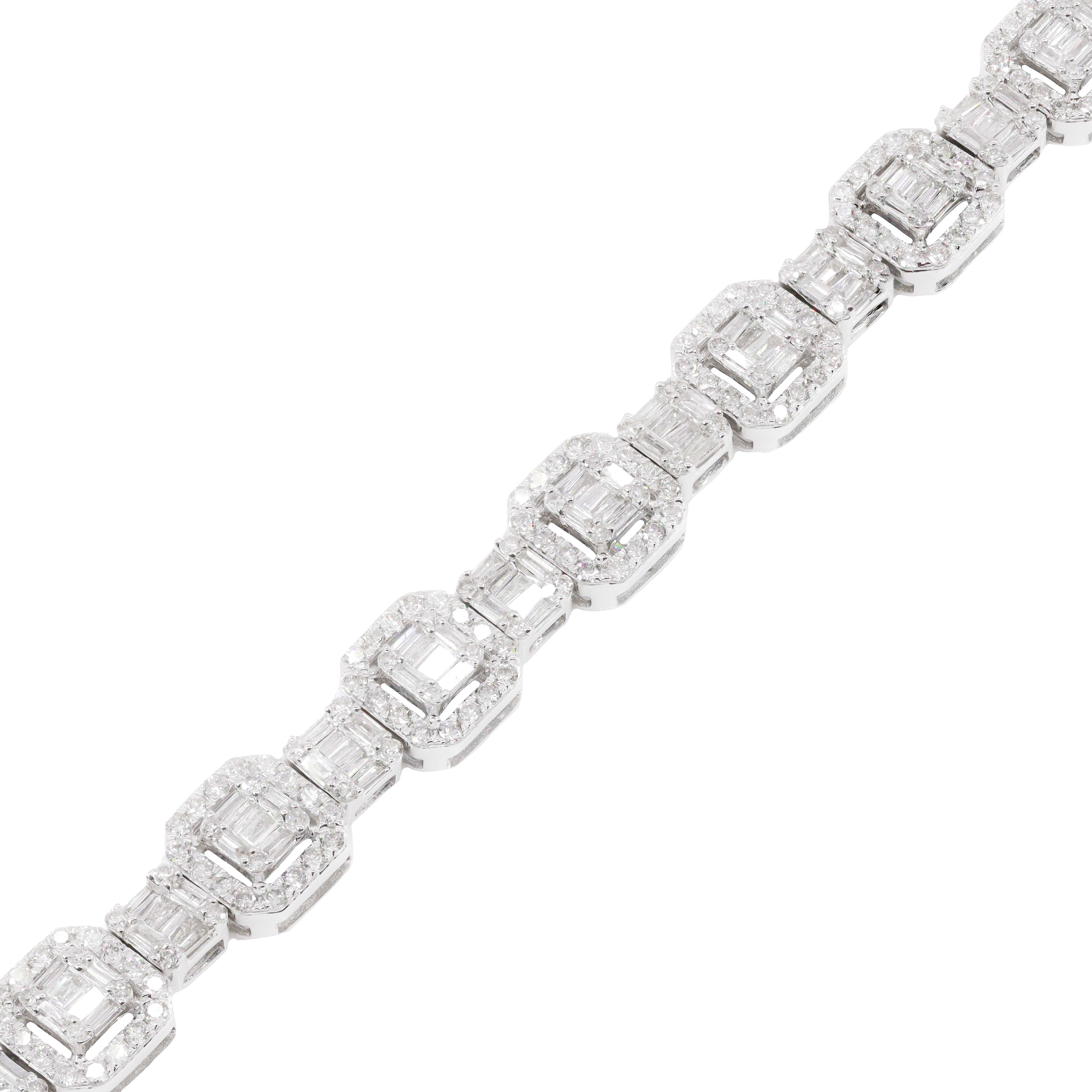 Round & Baguette Square Alternating Link Diamond Chain