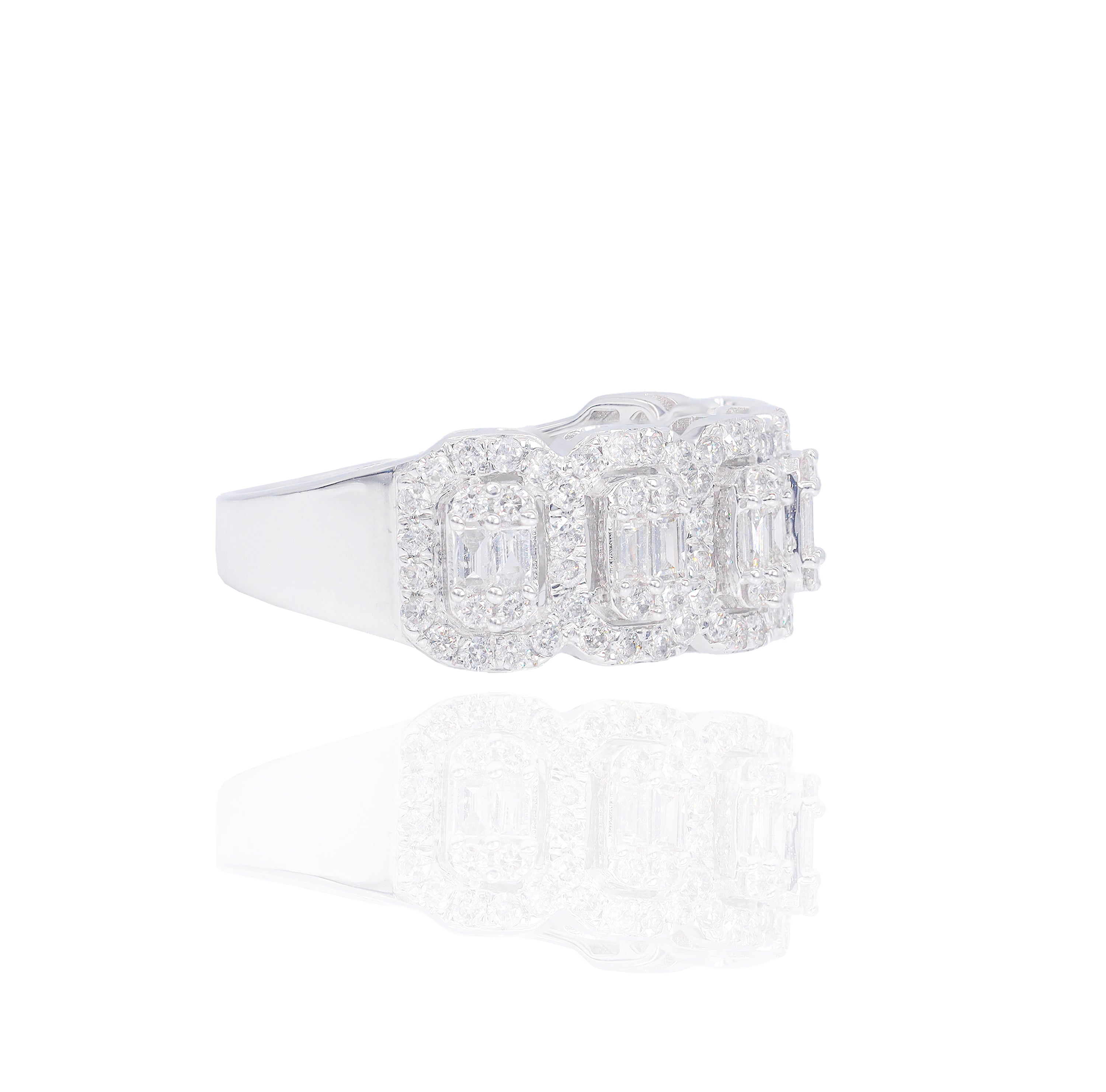 6 Sectional Diamond Ring w/ Baguette Center