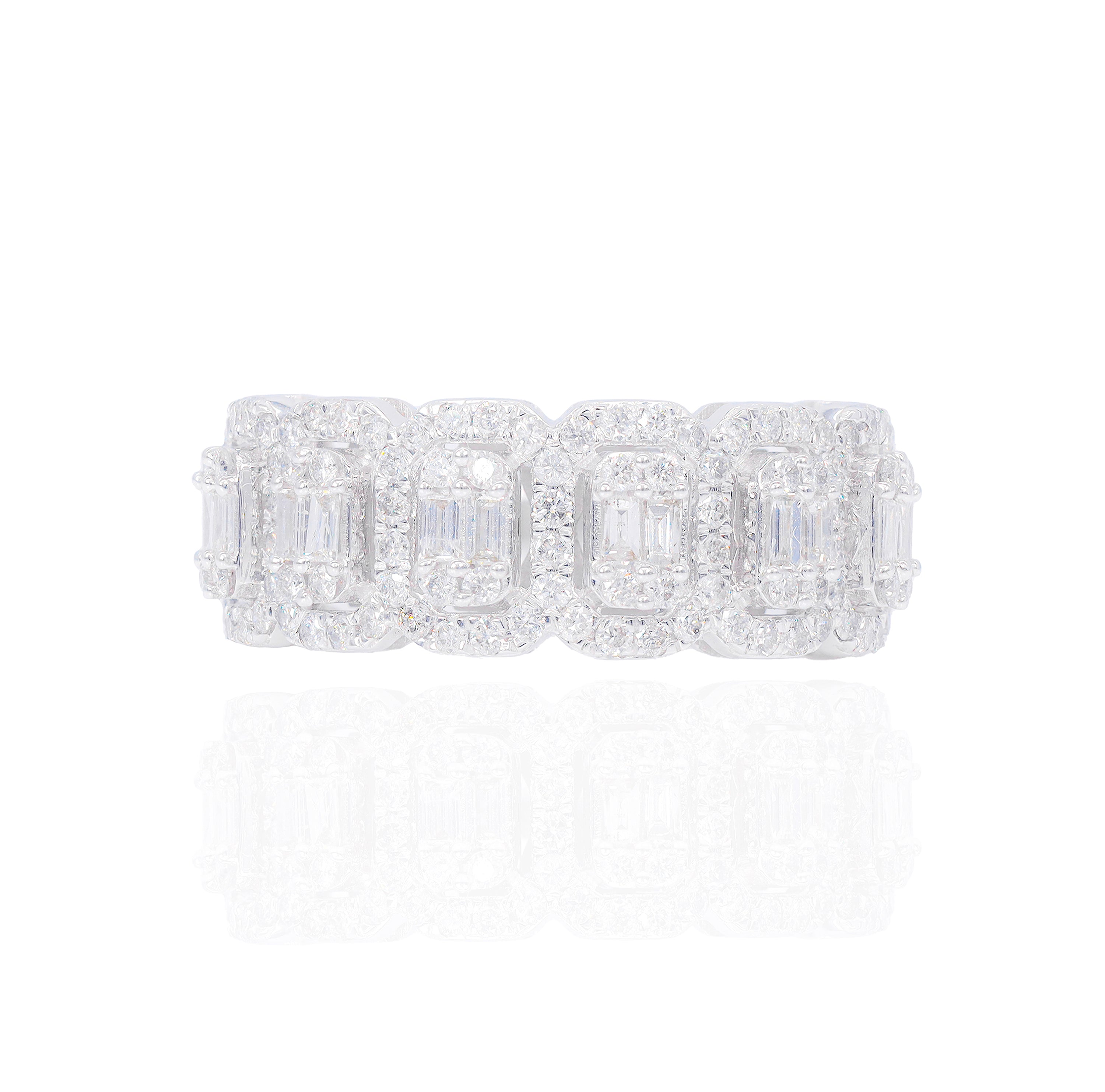6 Sectional Diamond Ring w/ Baguette Center