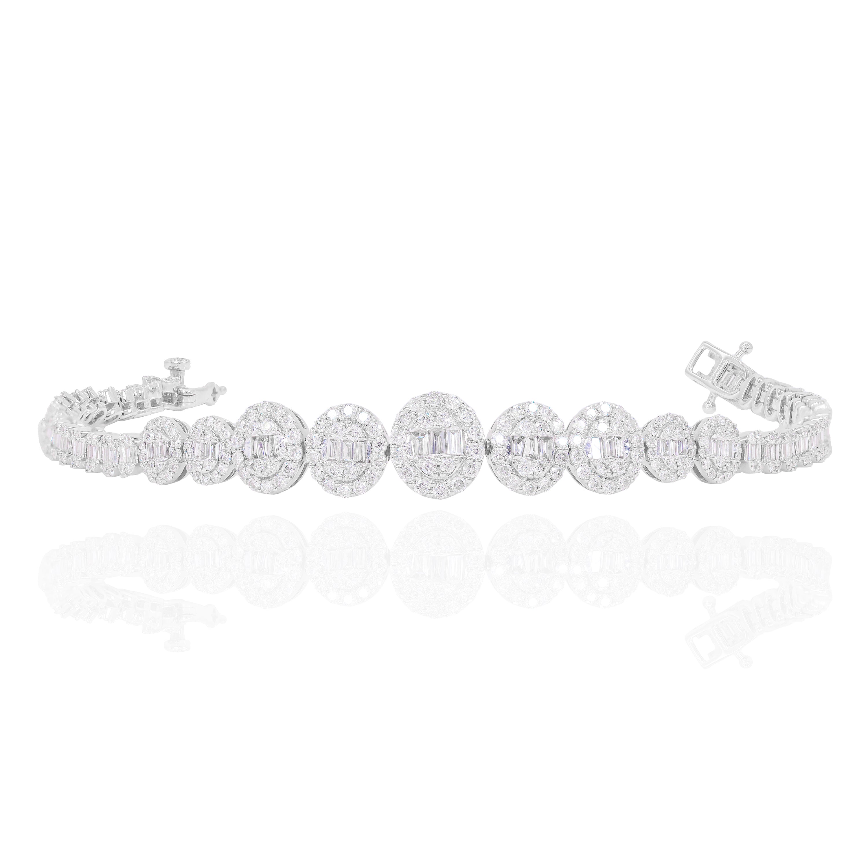 Oval Shaped Baguette & Round Diamond Bracelet