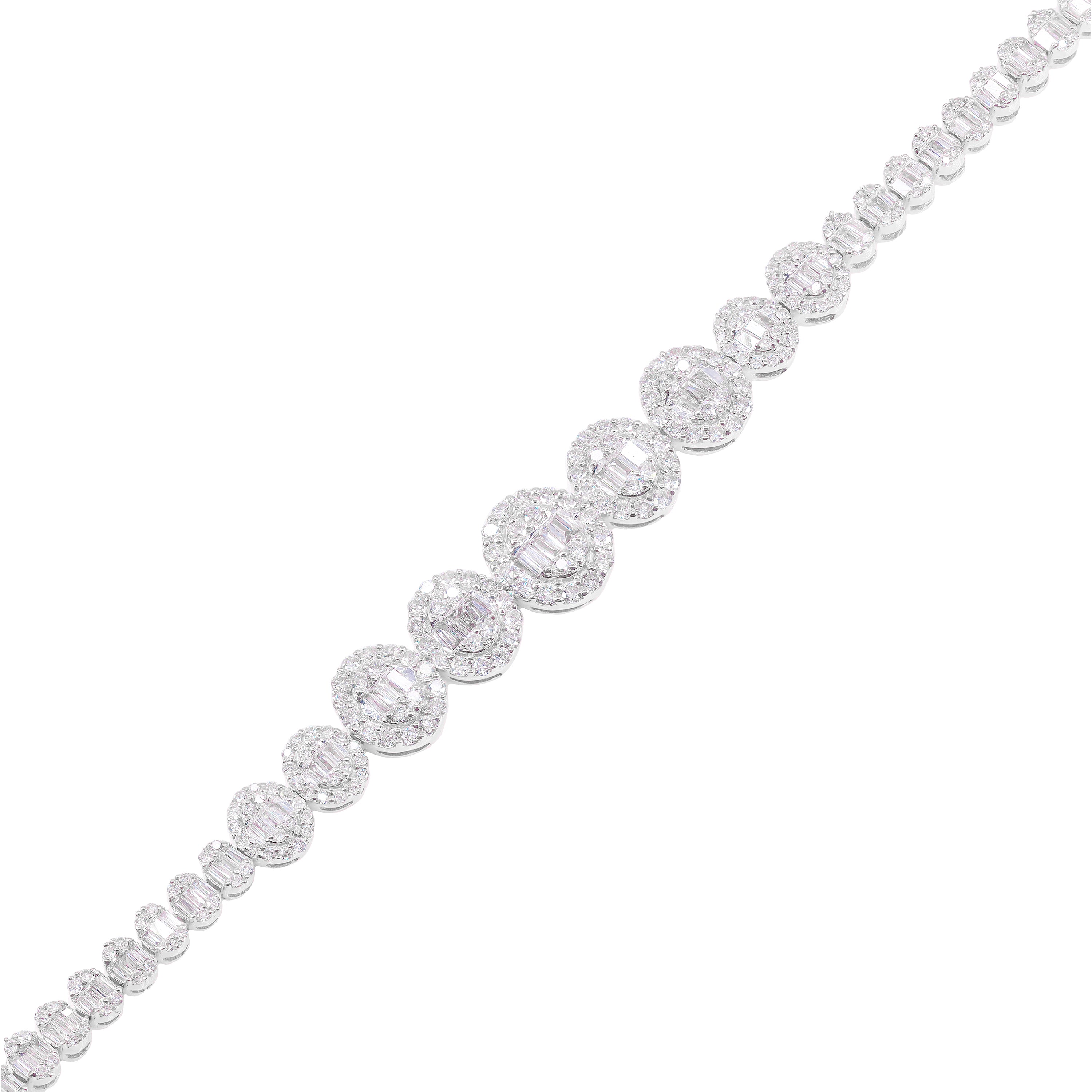 Oval Shaped Baguette & Round Diamond Bracelet