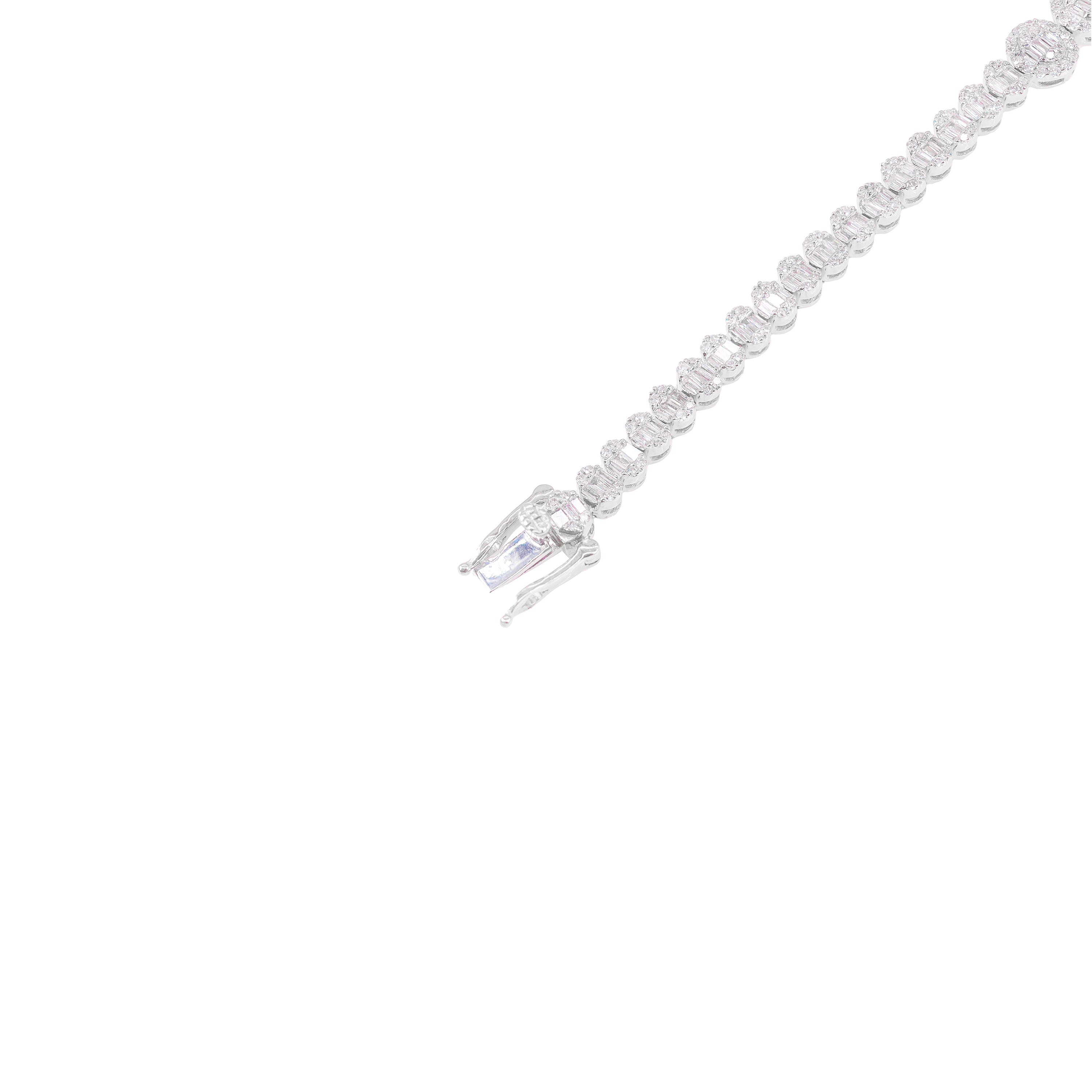 Oval Shaped Baguette & Round Diamond Bracelet