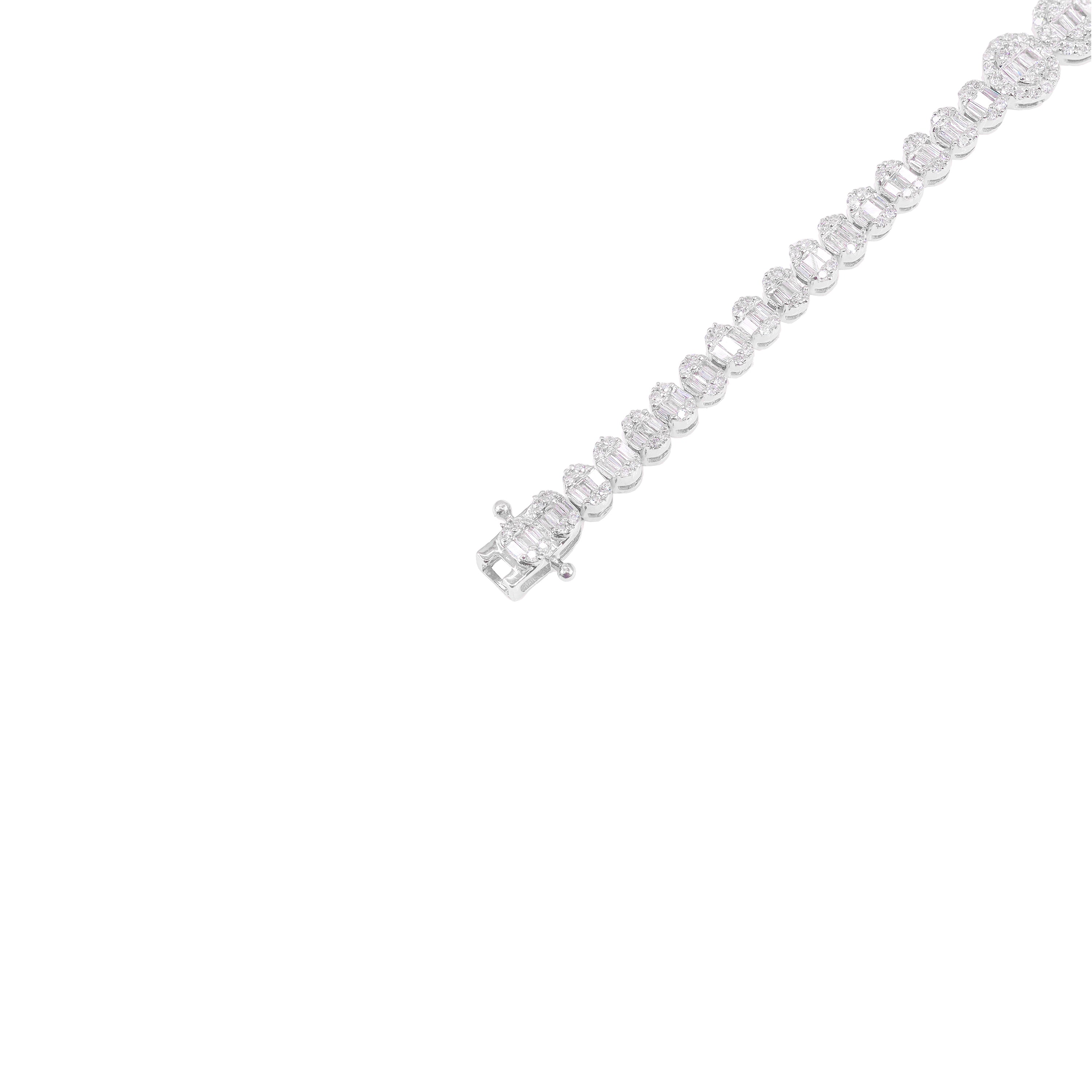 Oval Shaped Baguette & Round Diamond Bracelet