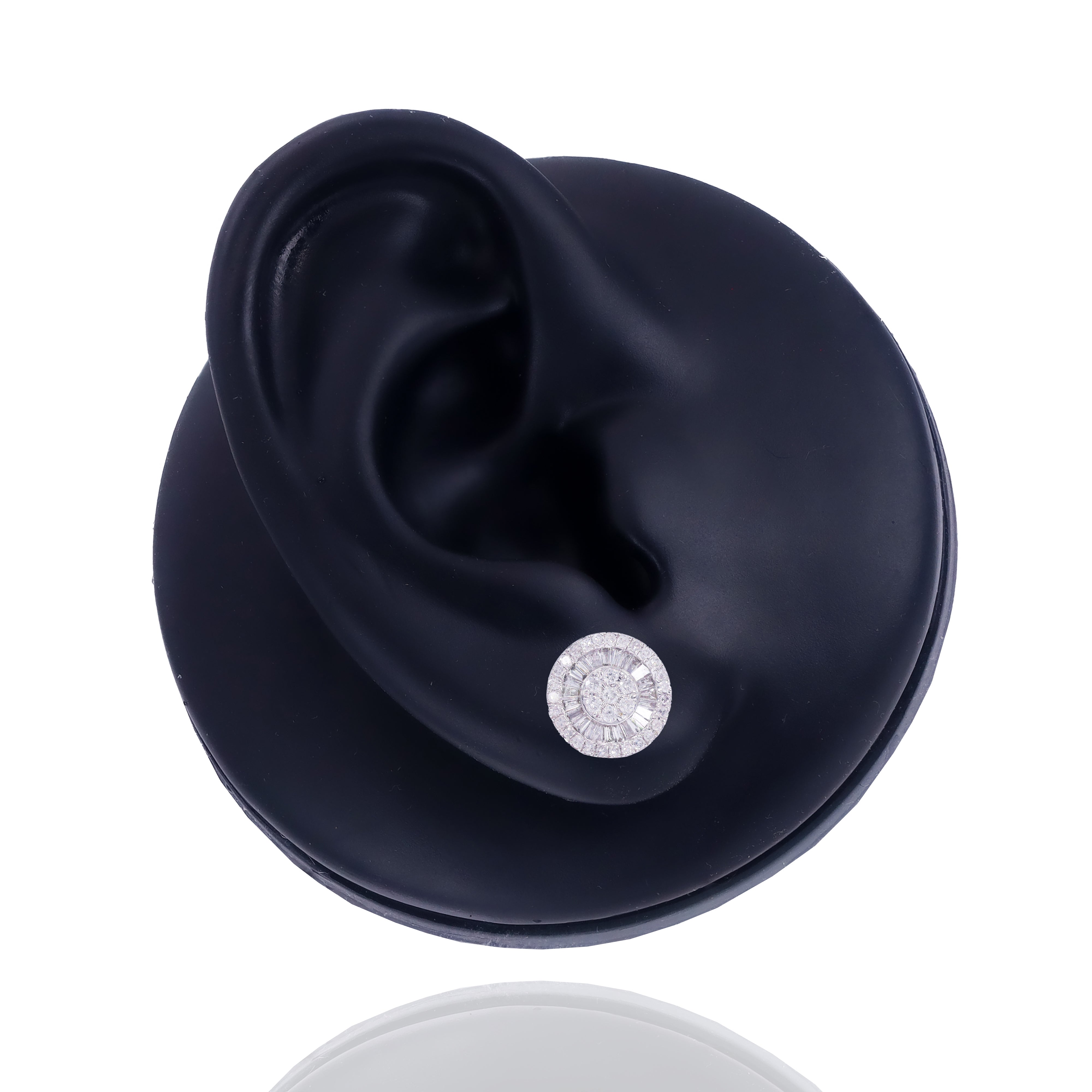 Baguette & Round Border Diamond Earrings
