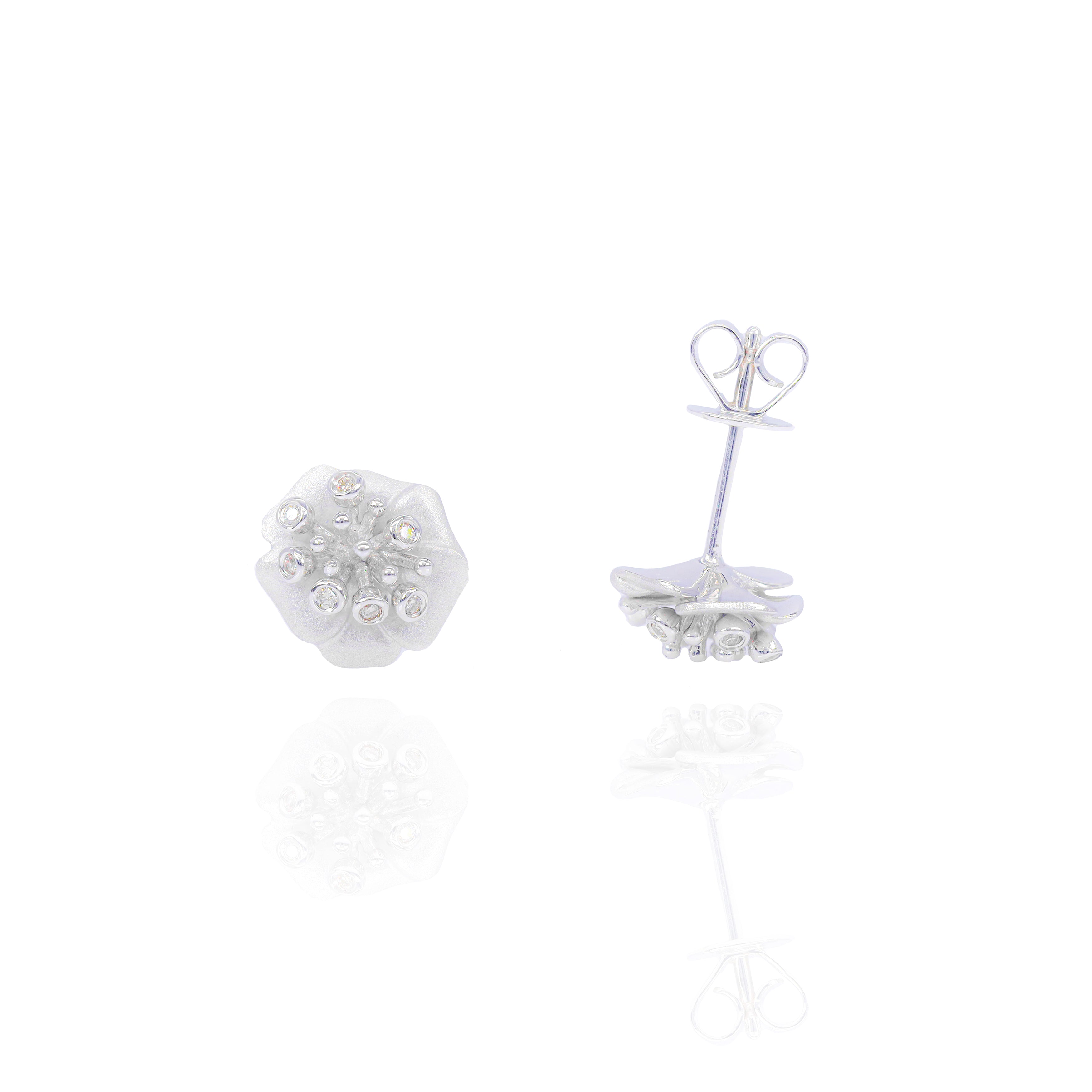 Lily Flower Diamond Earrings