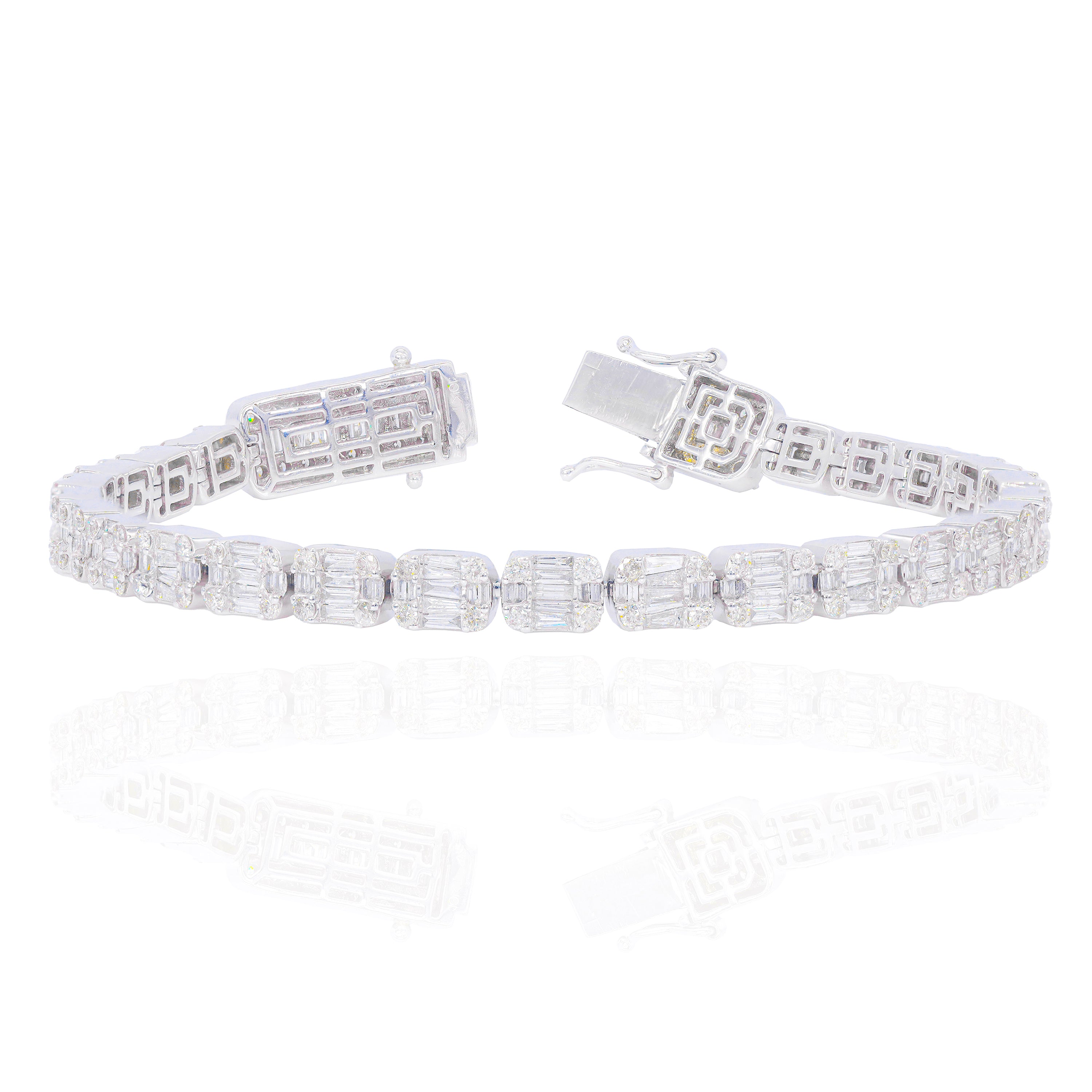 Square Link Baguette Diamond Bracelet