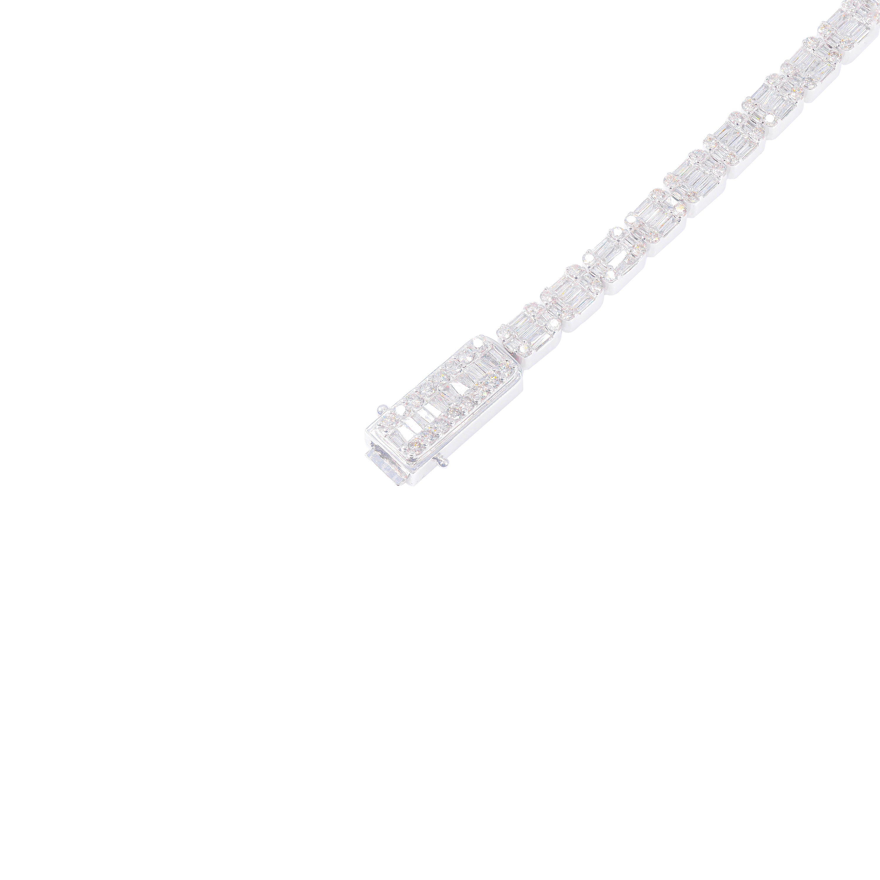 Square Link Baguette Diamond Bracelet
