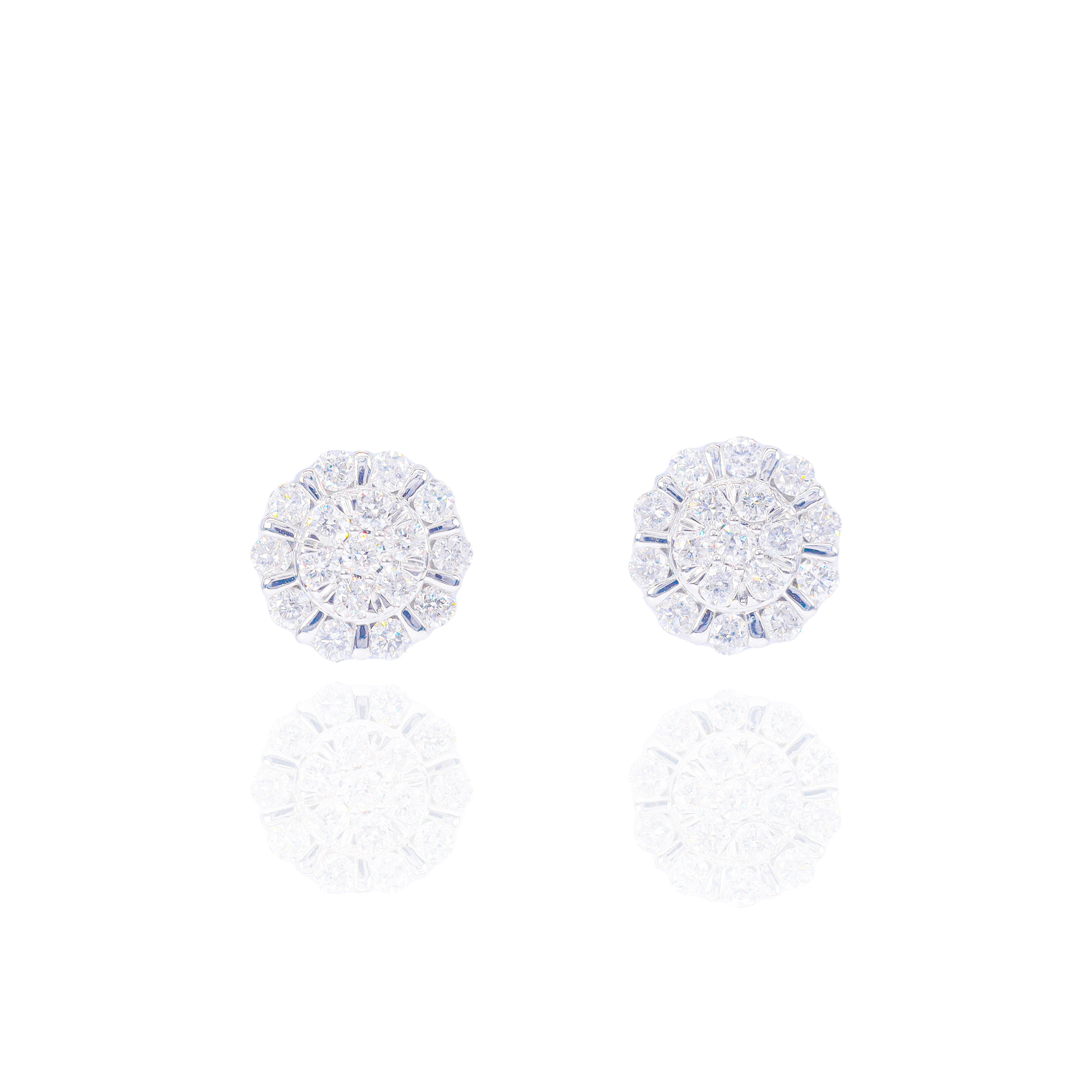 Cluster Diamond Earrings w/ Solid Borders