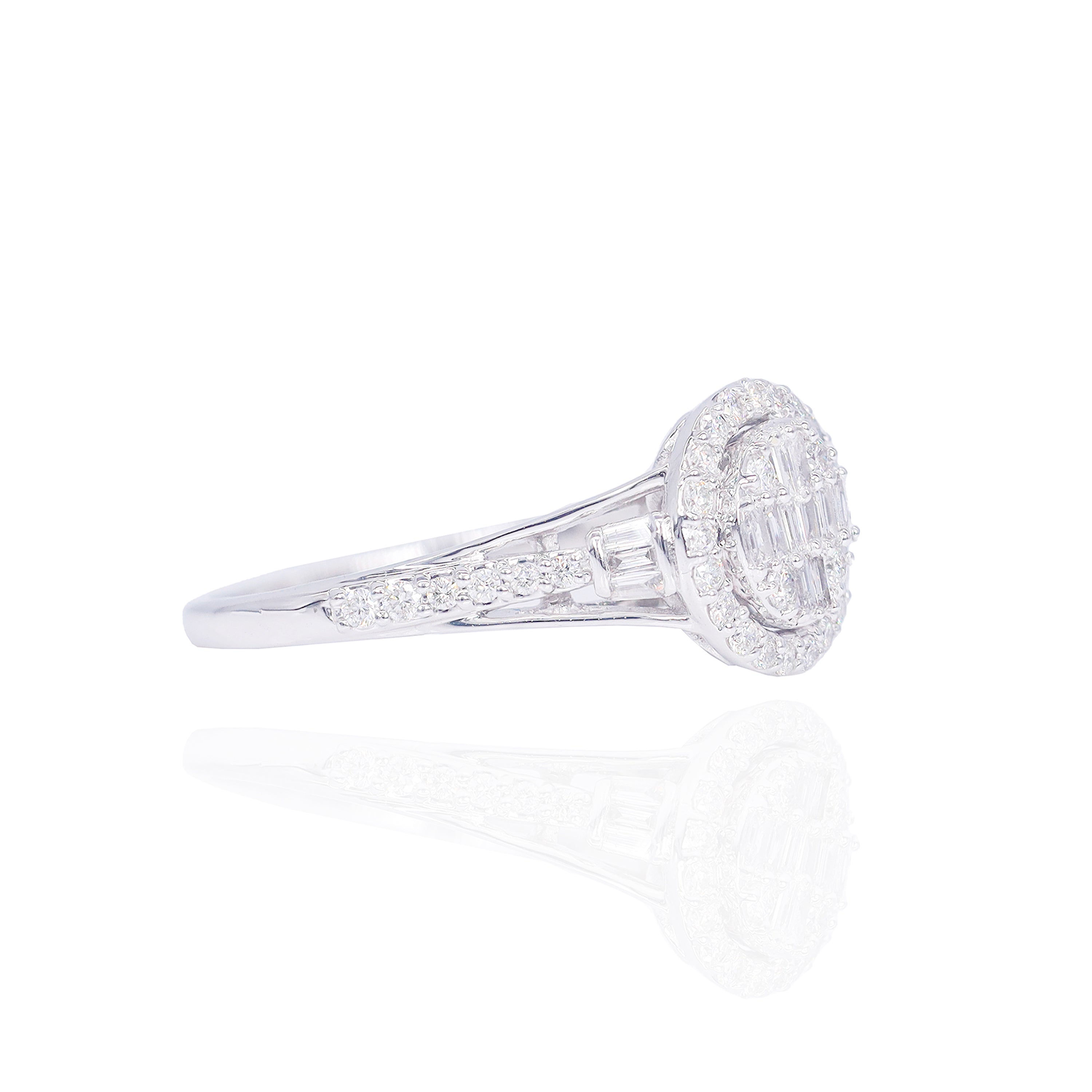Baguette Inside Round Diamond Engagement Ring