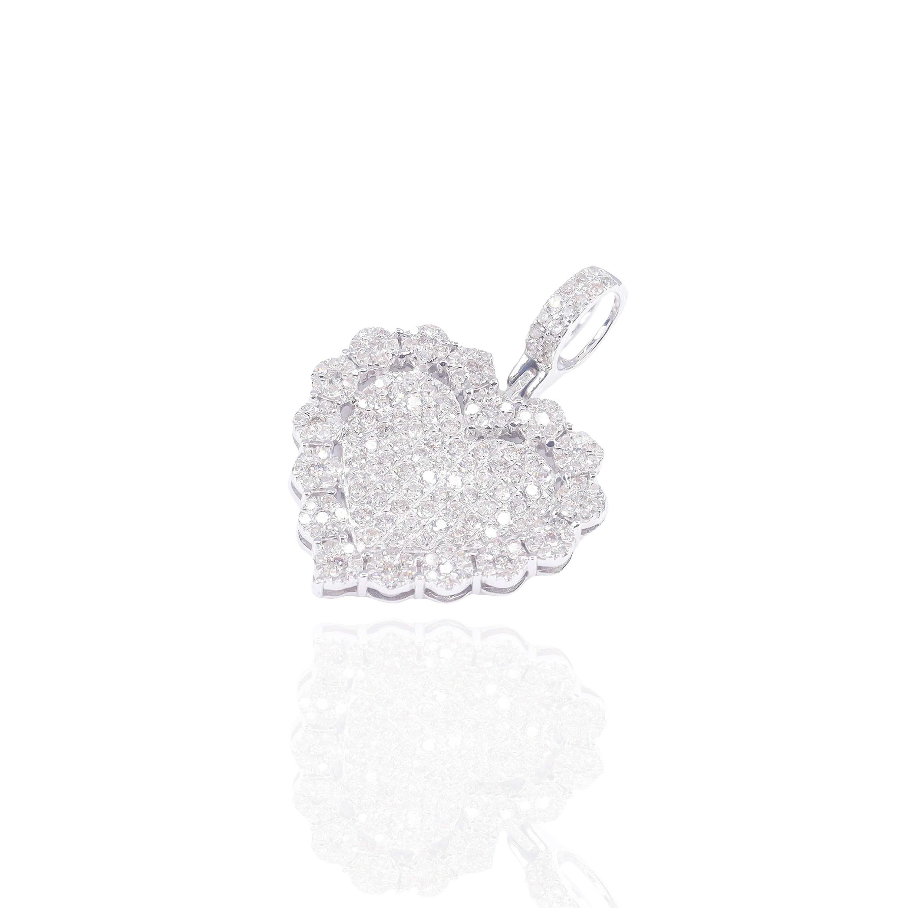 Diamond Heart Pendant w/ Diamond Flower Border