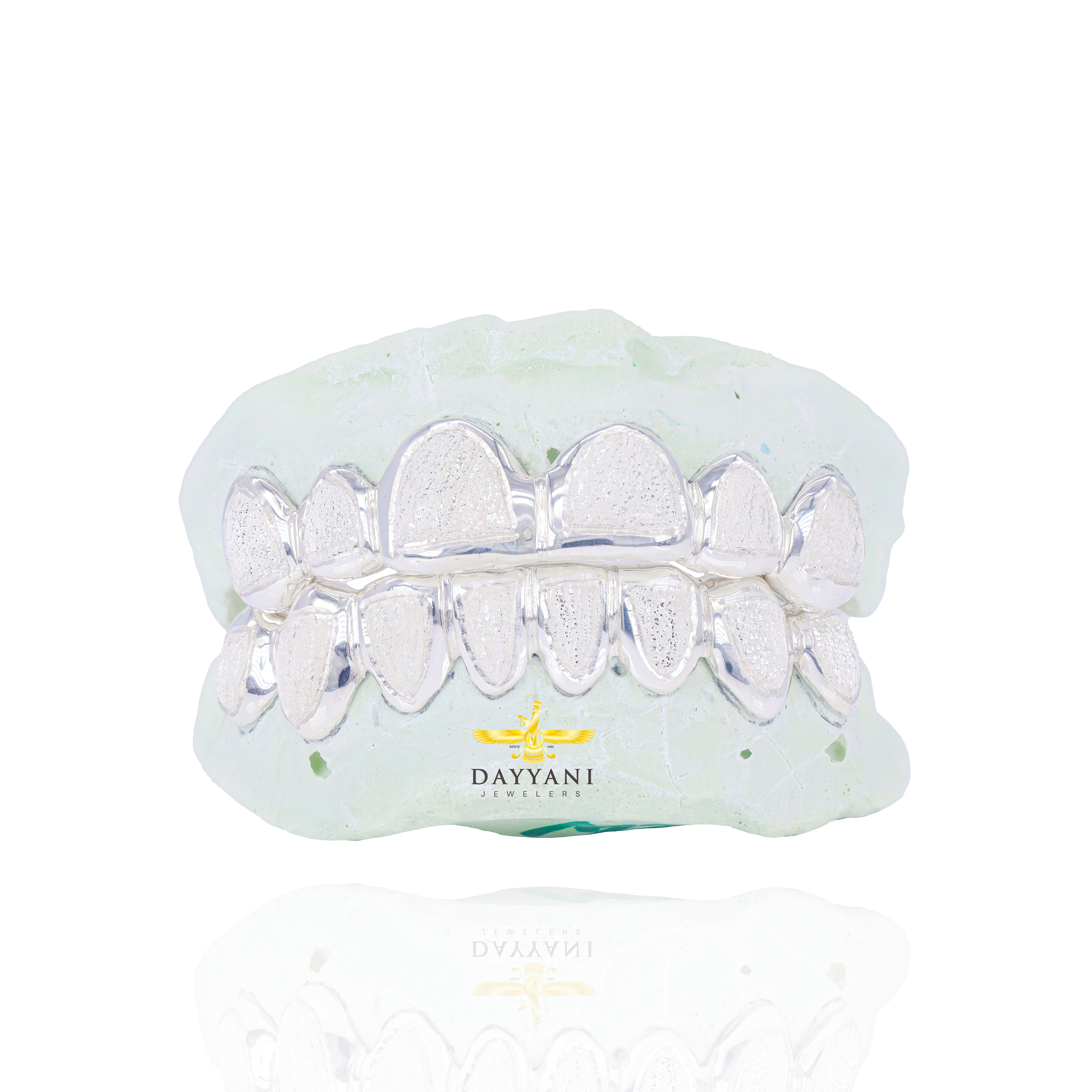 Custom Two-Tone Diamond Dust w/ Solid Trim Gold Grillz