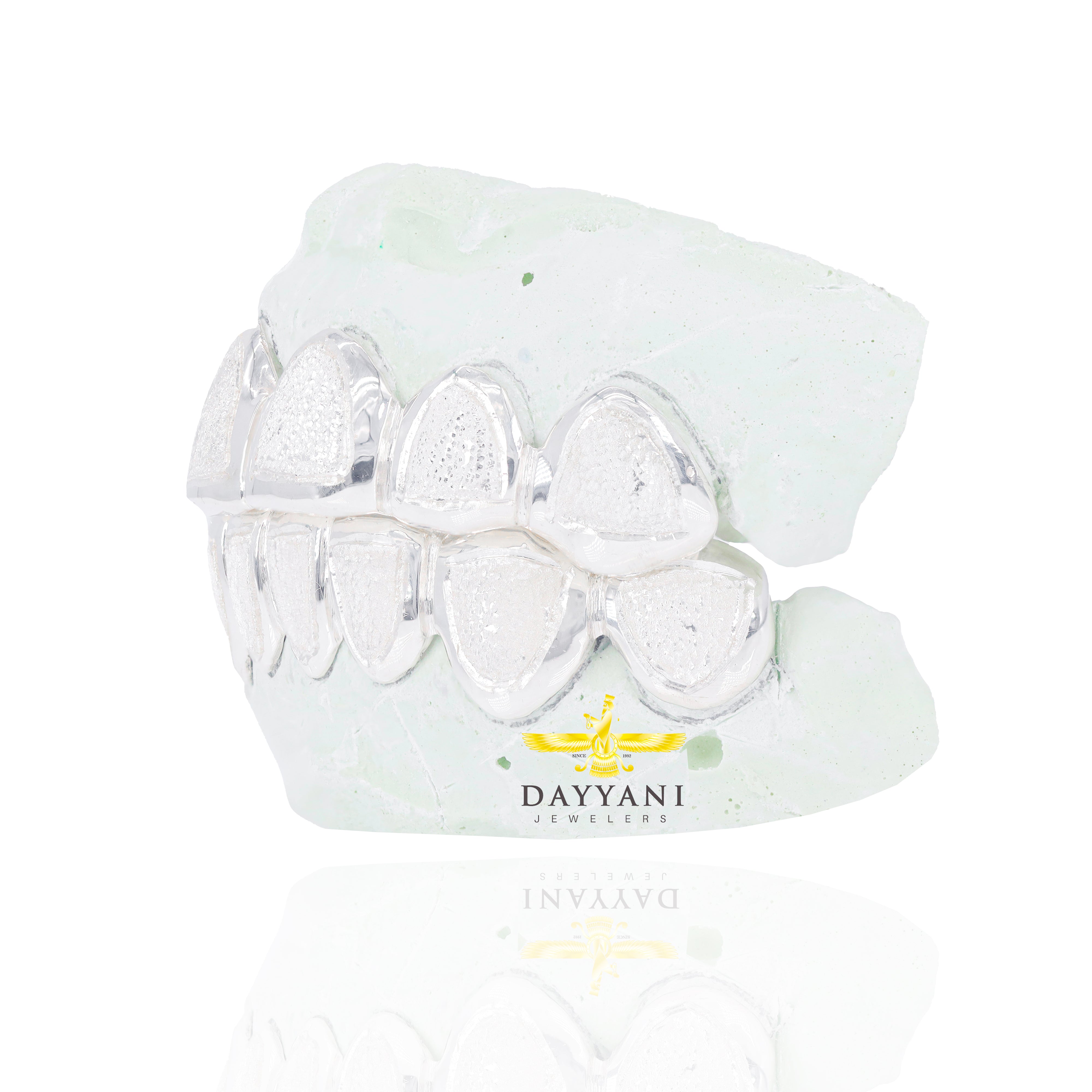 Custom Two-Tone Diamond Dust w/ Solid Trim Gold Grillz