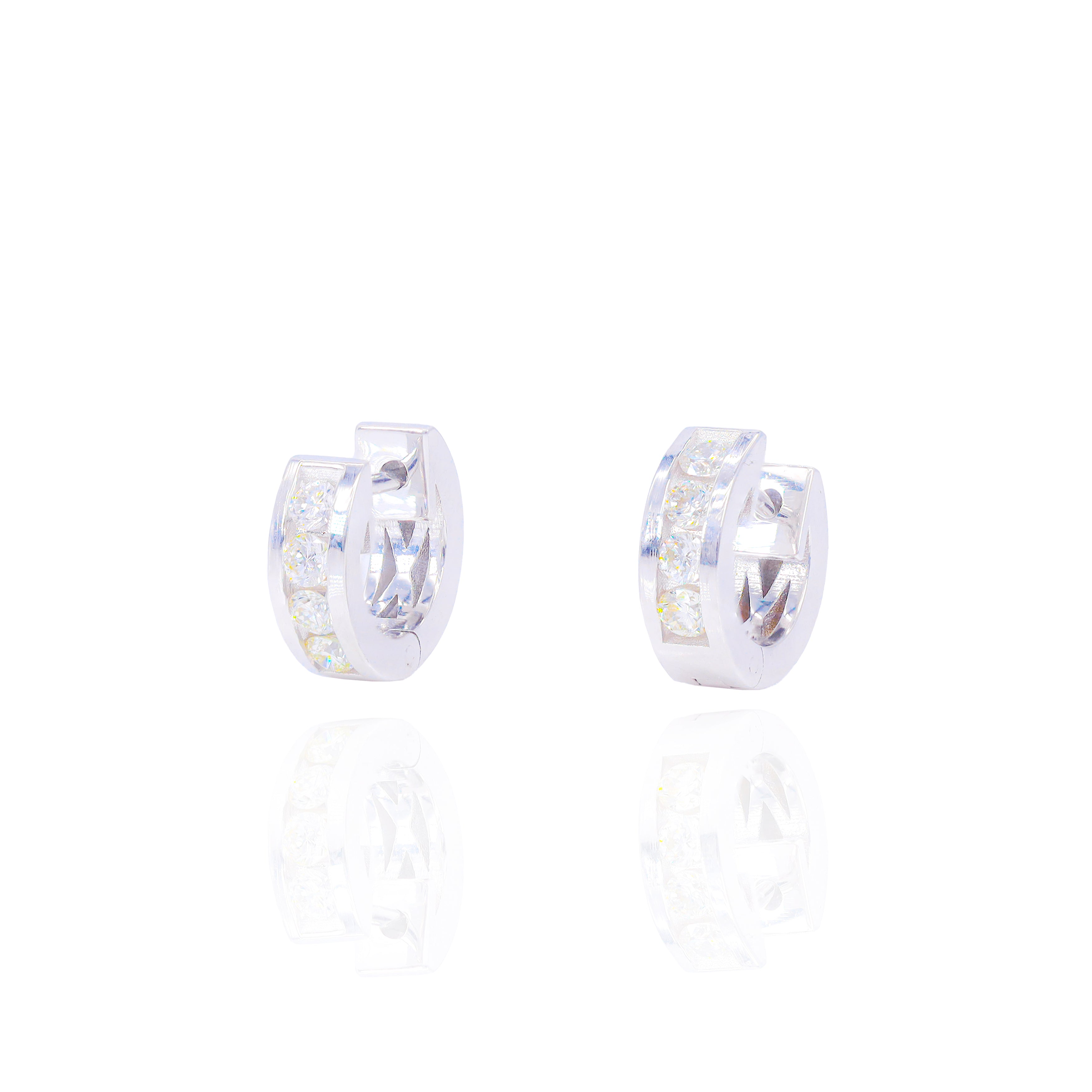 Channel Set Round Diamond Hoop Earrings
