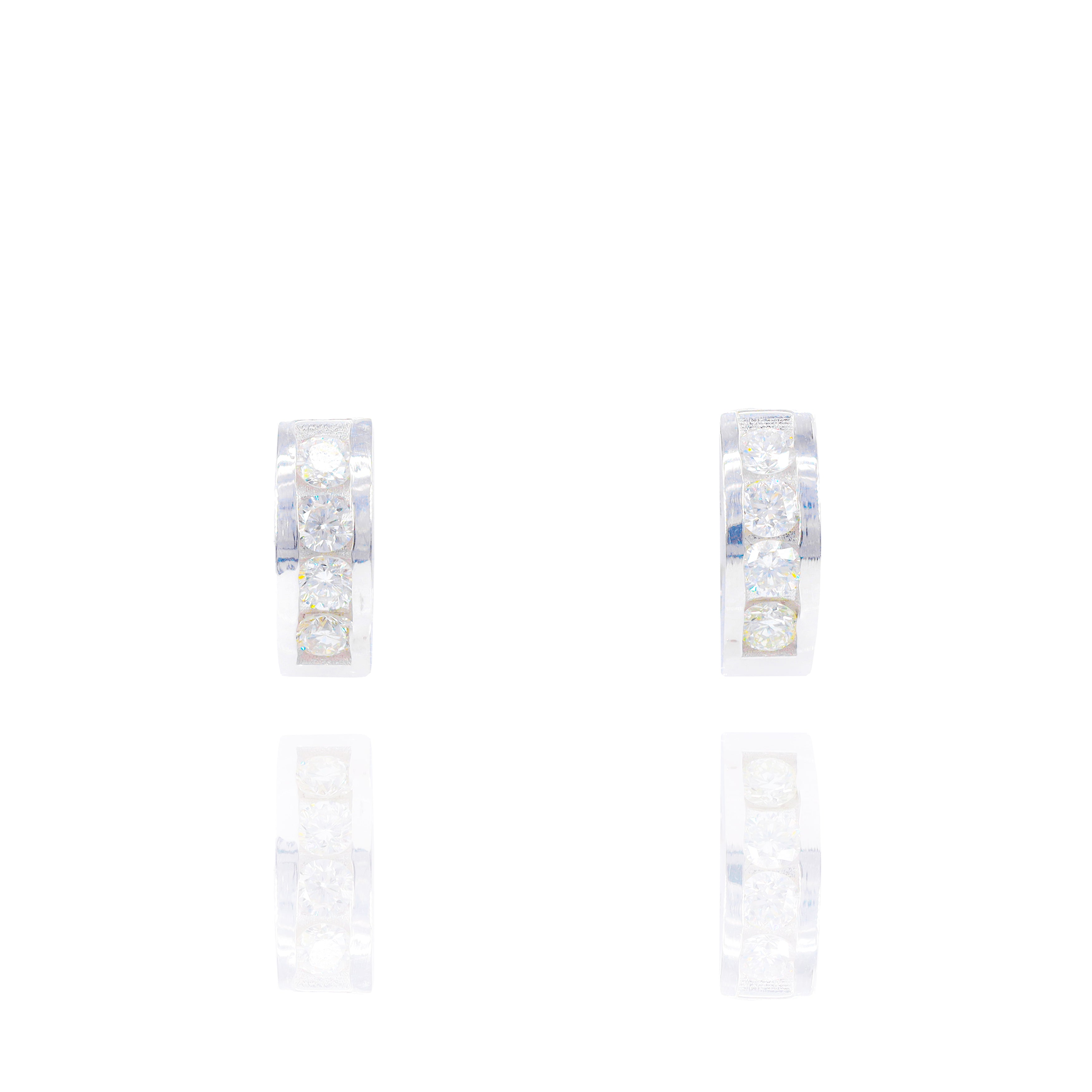 Channel Set Round Diamond Hoop Earrings