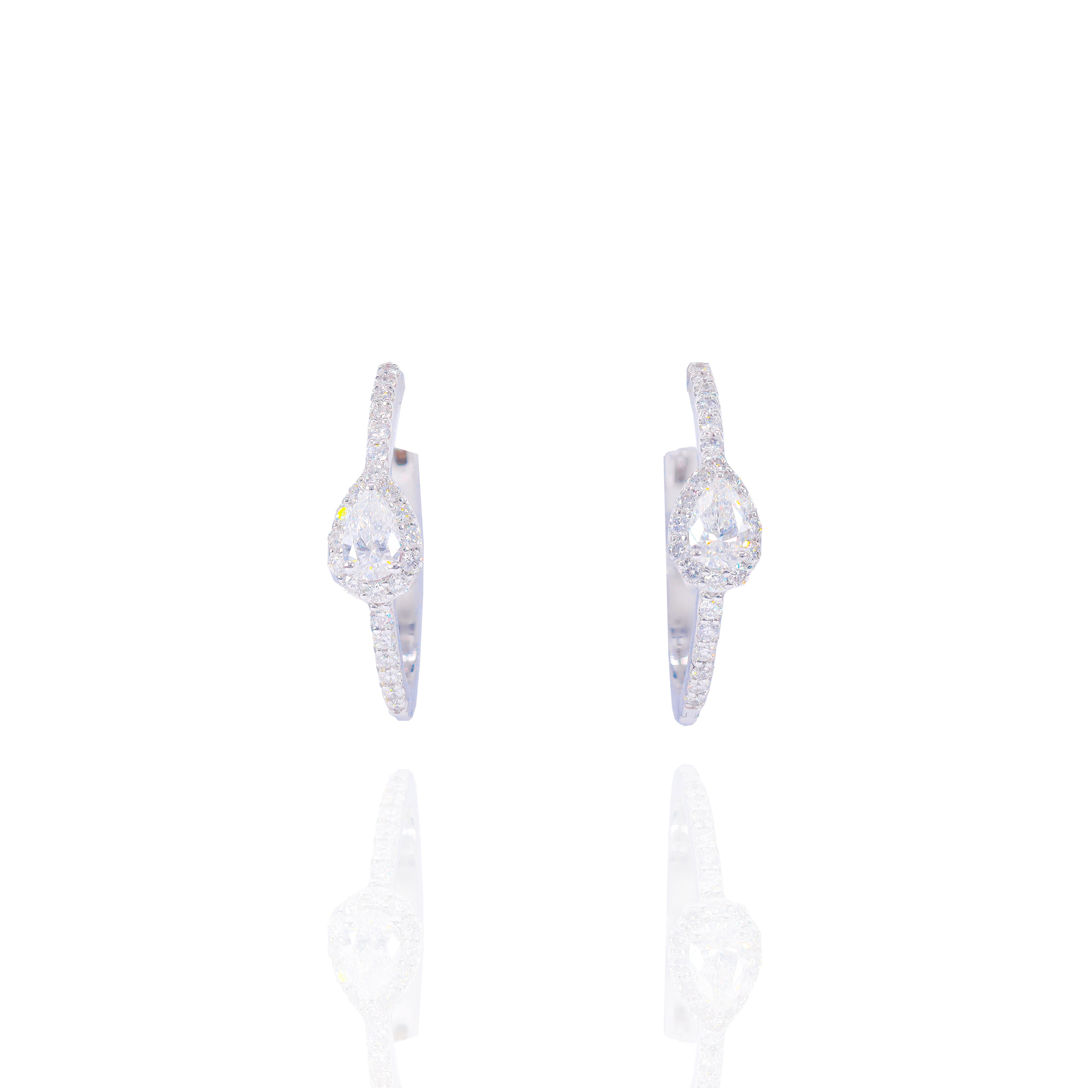 Pear Cut Diamond Hoop Earrings